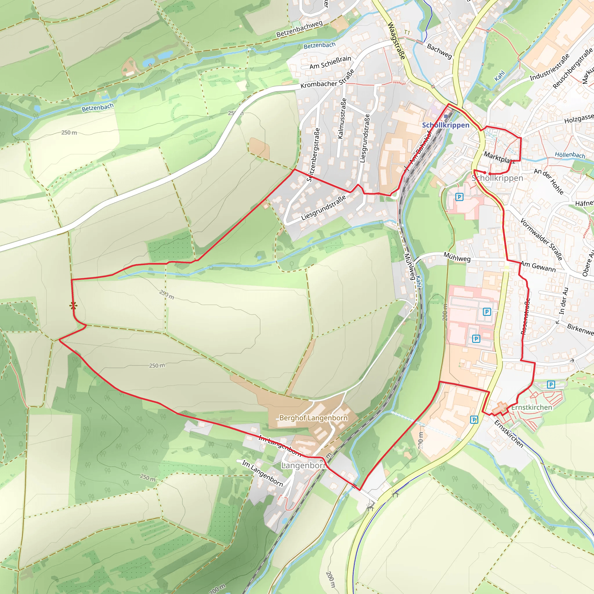 Schöllkrippen and Langenborn Loop via Kalmus mobile static map