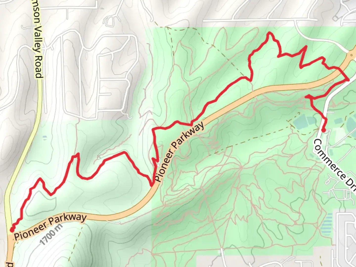 An image depicting the trail Legacy Trail and Pioneer Park Trail and its surrounding area.