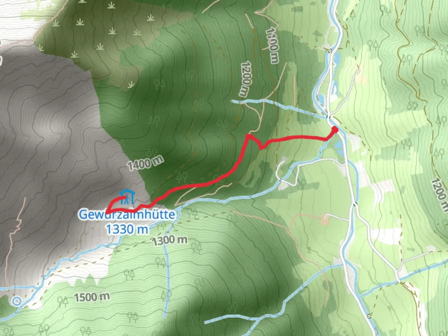 An image depicting the trail Gewürzalm Oppenberg and its surrounding area.