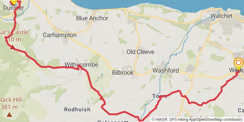 Macmillan Way West - Castle Cary to Barnstaple stage 5 Map