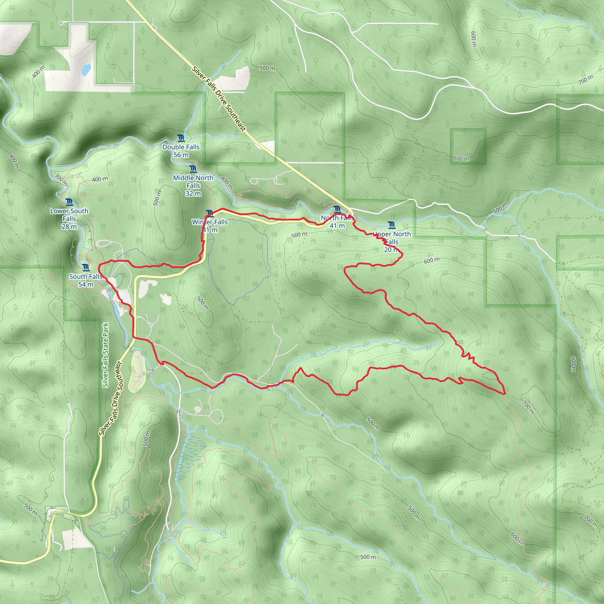 South Silver Creek, Rackett Ridge Connector and Trail of Ten Falls Loop mobile static map