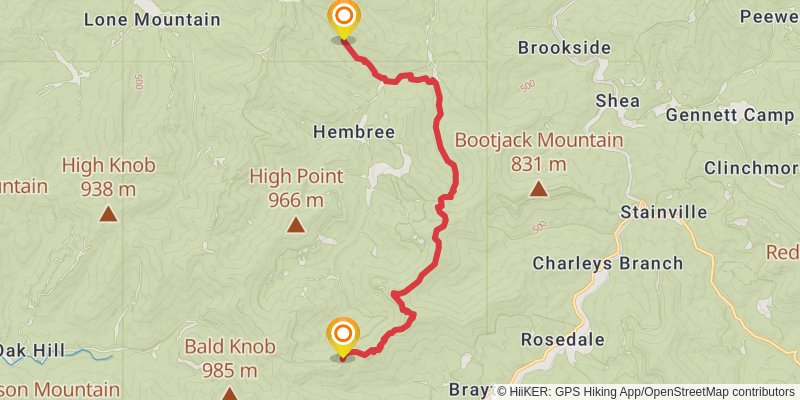 Great Eastern Trail (Incomplete) stage 66 Map