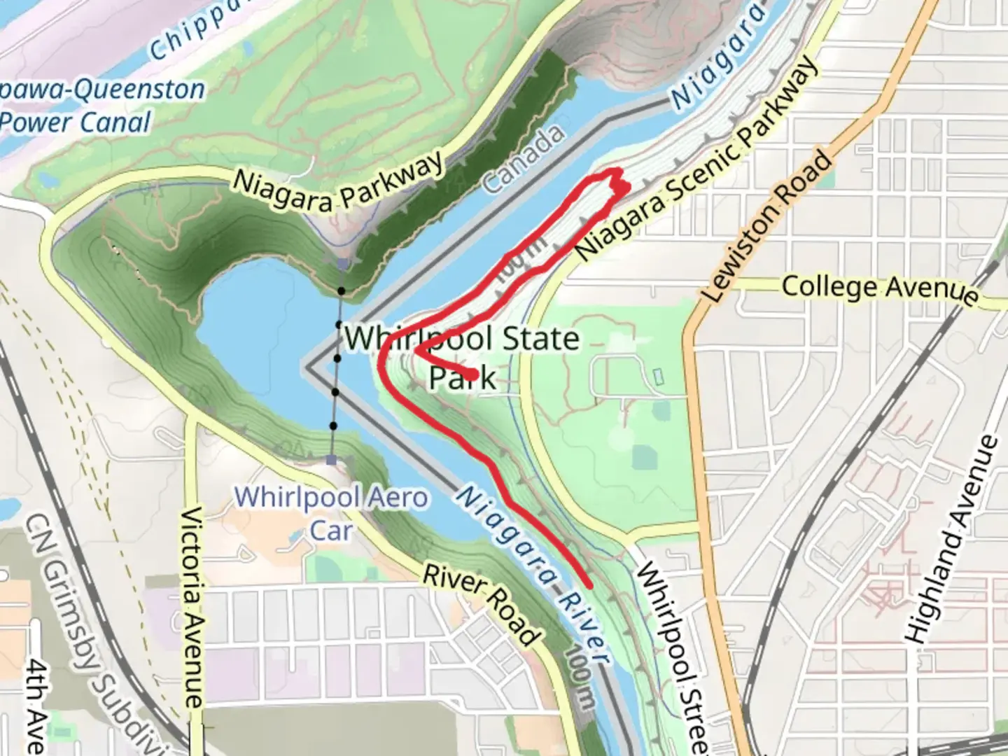 An image depicting the trail Whirlpool Rapids Trail and its surrounding area.