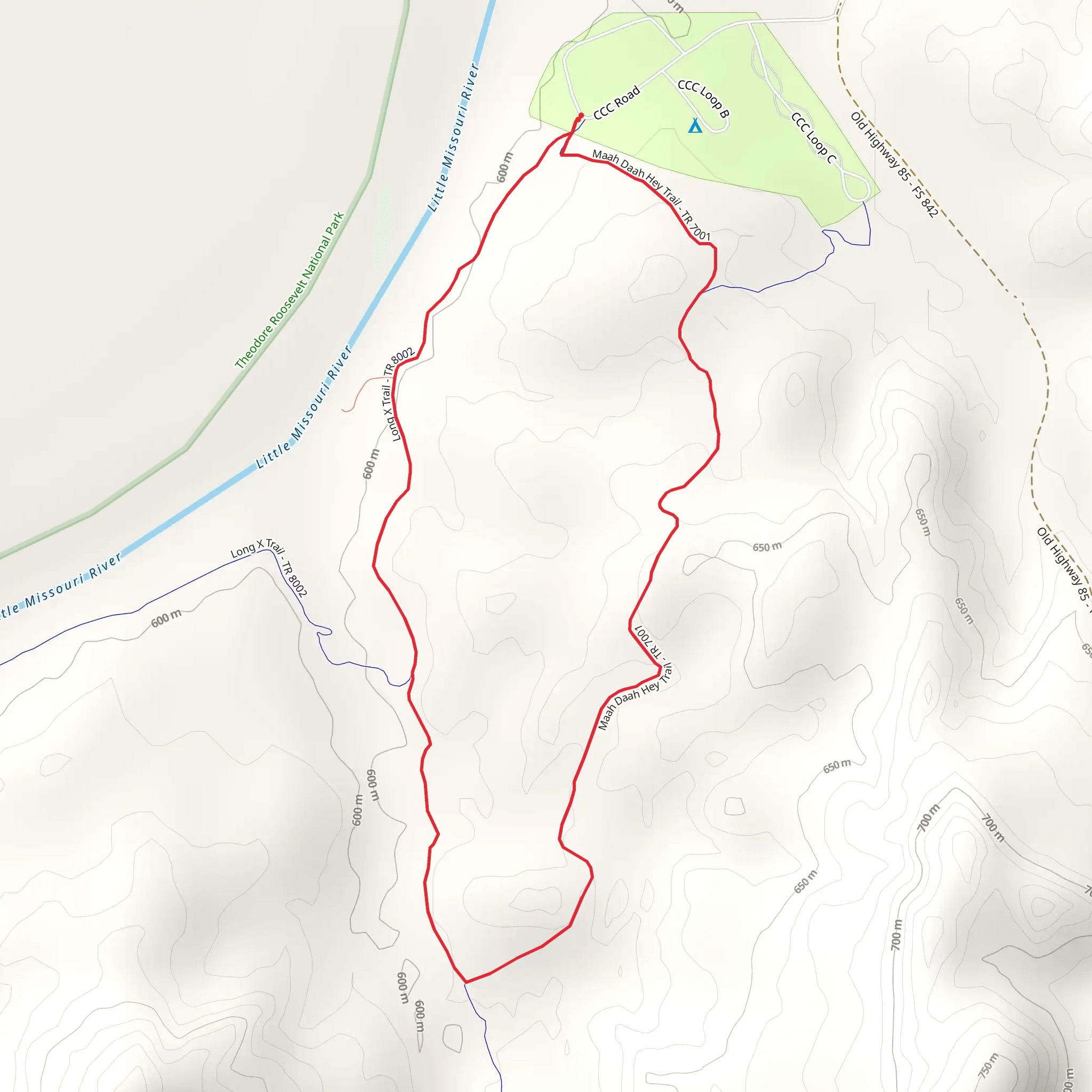 Long X and Maah Daah Hey Loop Trail - Short mobile static map