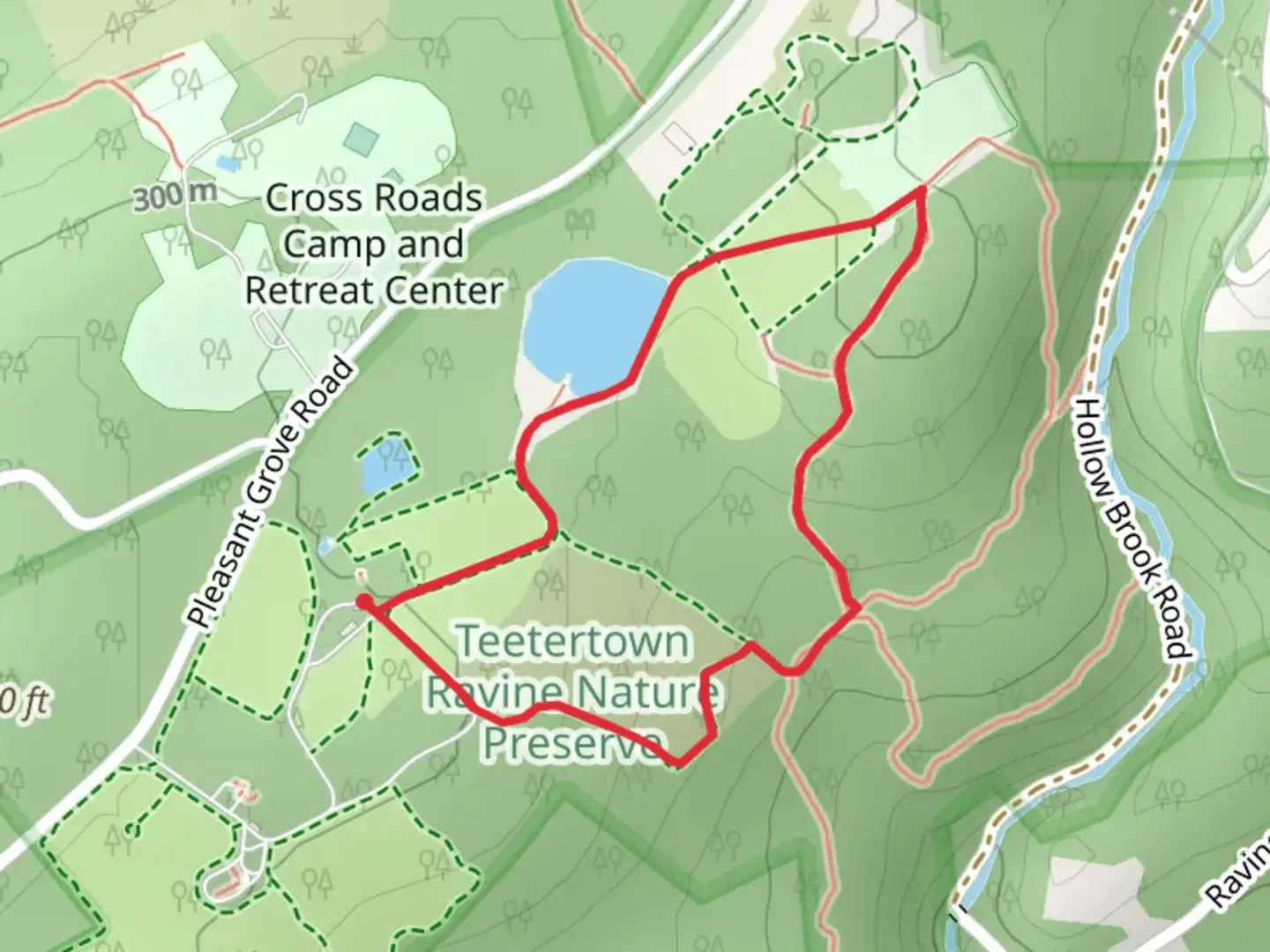 An image depicting the trail Teetertown Ravine Nature Preserve Loop and its surrounding area.