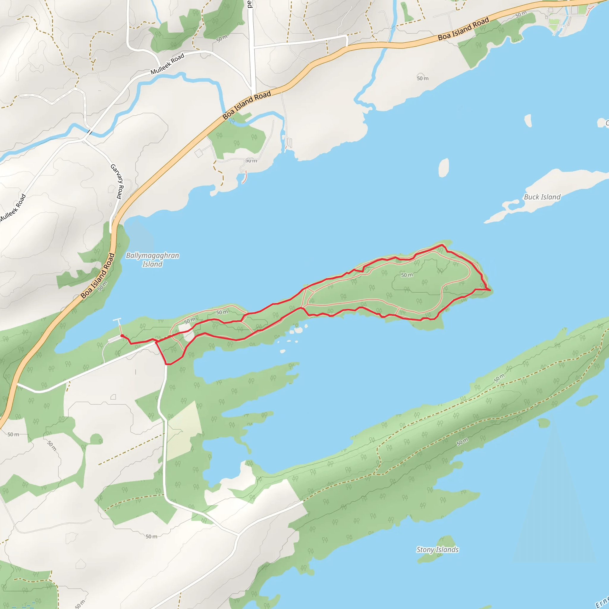 Castle Caldwell Forest - Rossergole Point Walk mobile static map