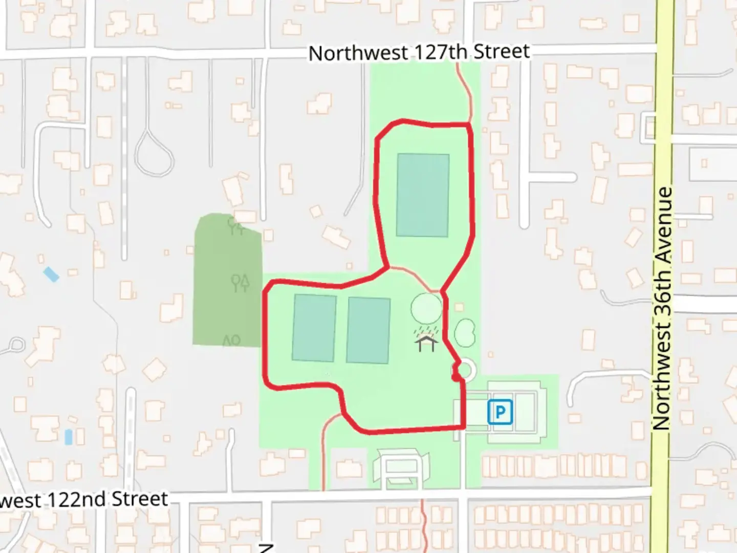 An image depicting the trail Northwest 122nd Street Loop and its surrounding area.
