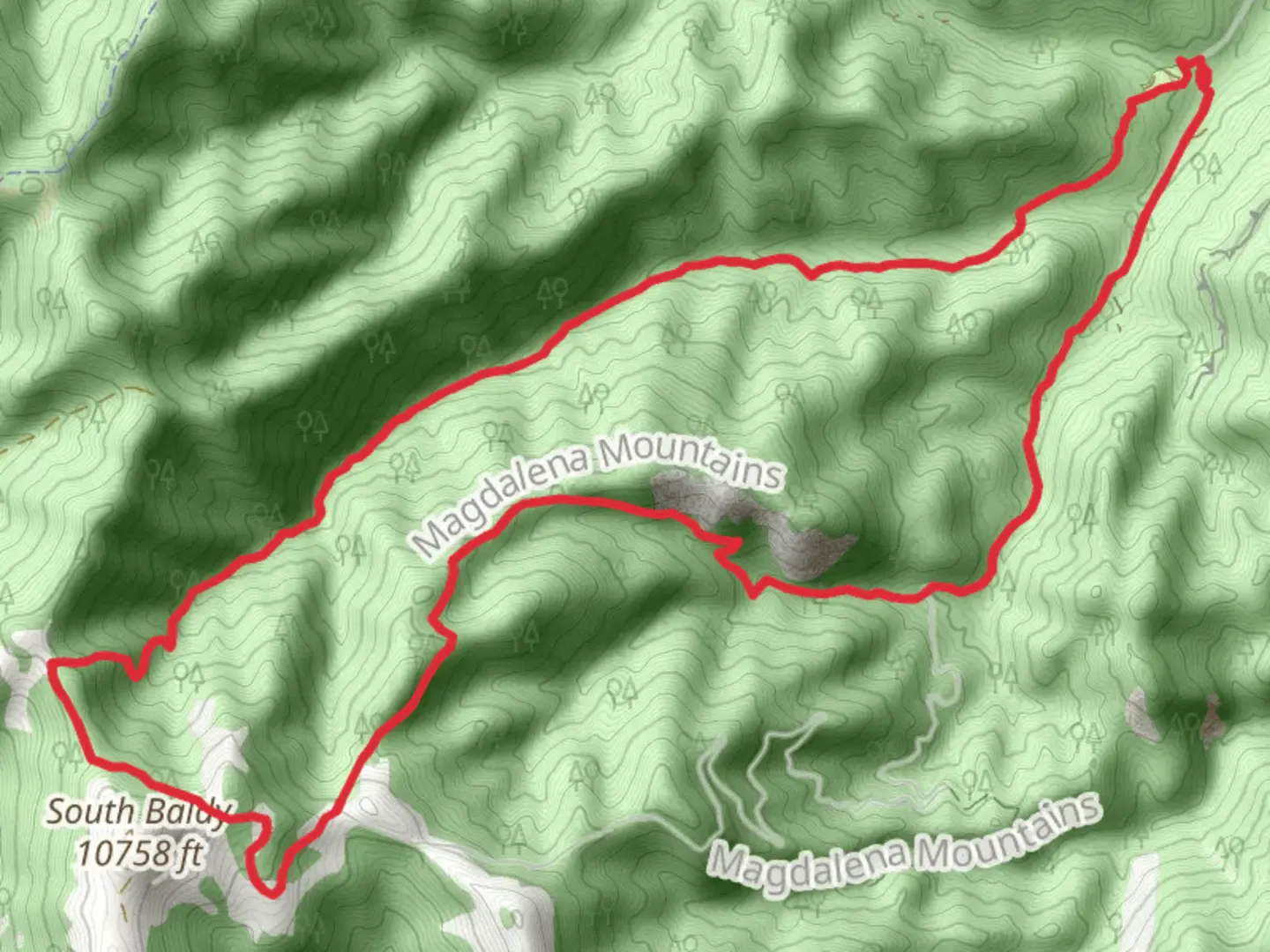 An image depicting the trail Copper Canyon Trail and South Baldy Trail and its surrounding area.