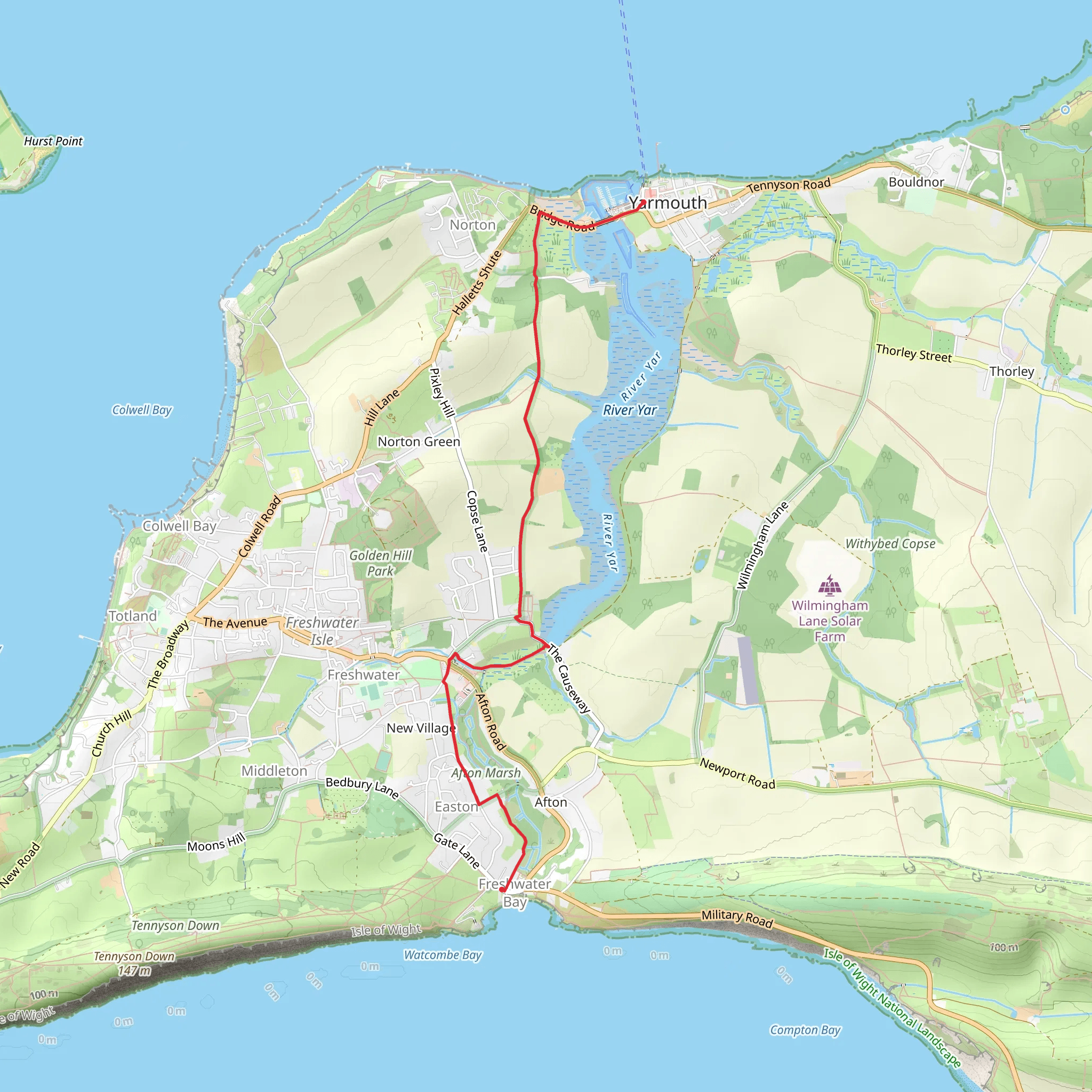 Yarmouth to Freshwater Bay mobile static map