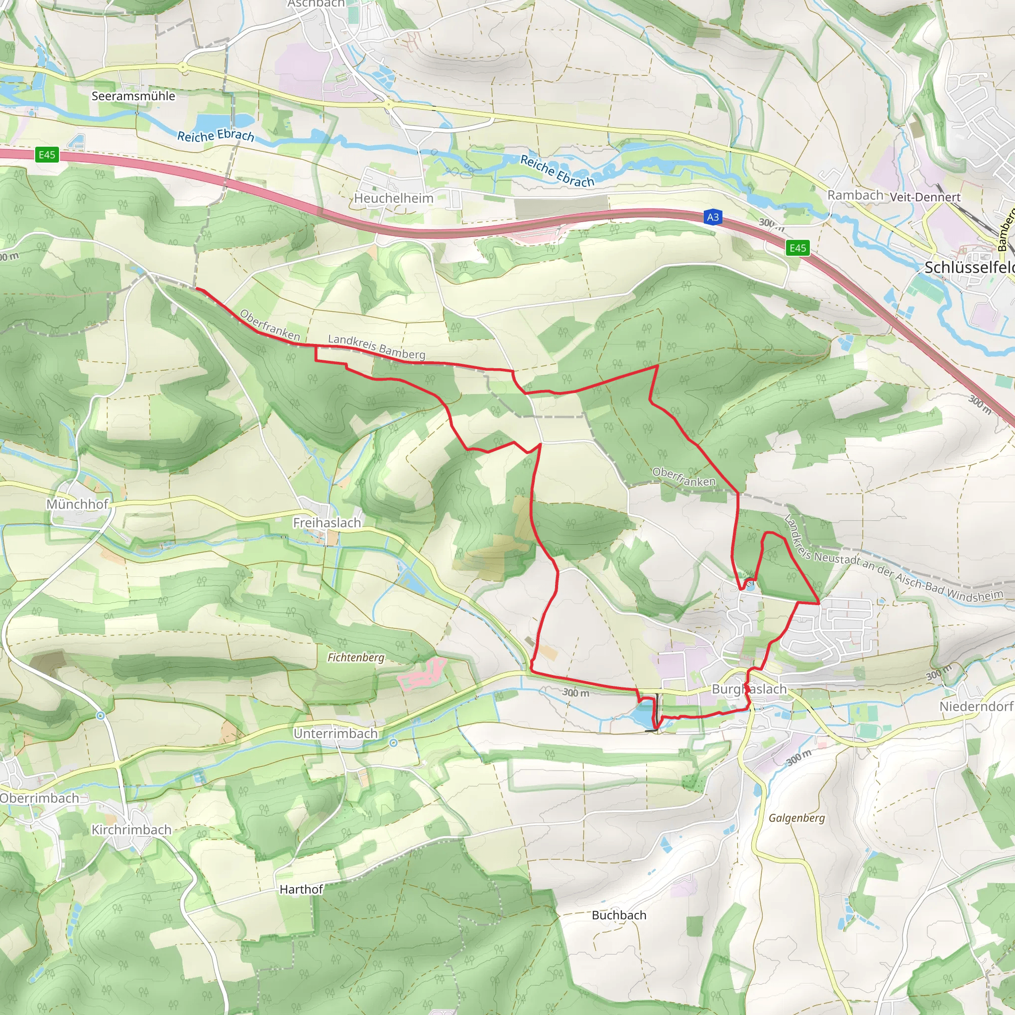 Fraenkischer Marienweg from Burghaslach mobile static map