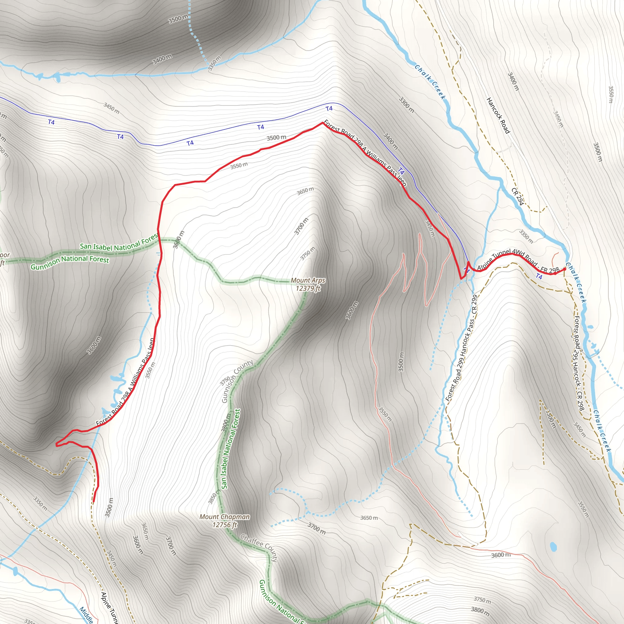 Williams Pass via Continental Divide Trail mobile static map