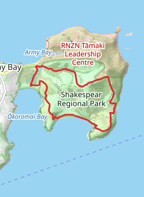 Hike on Shakespear Regional Park Loop mobile static map