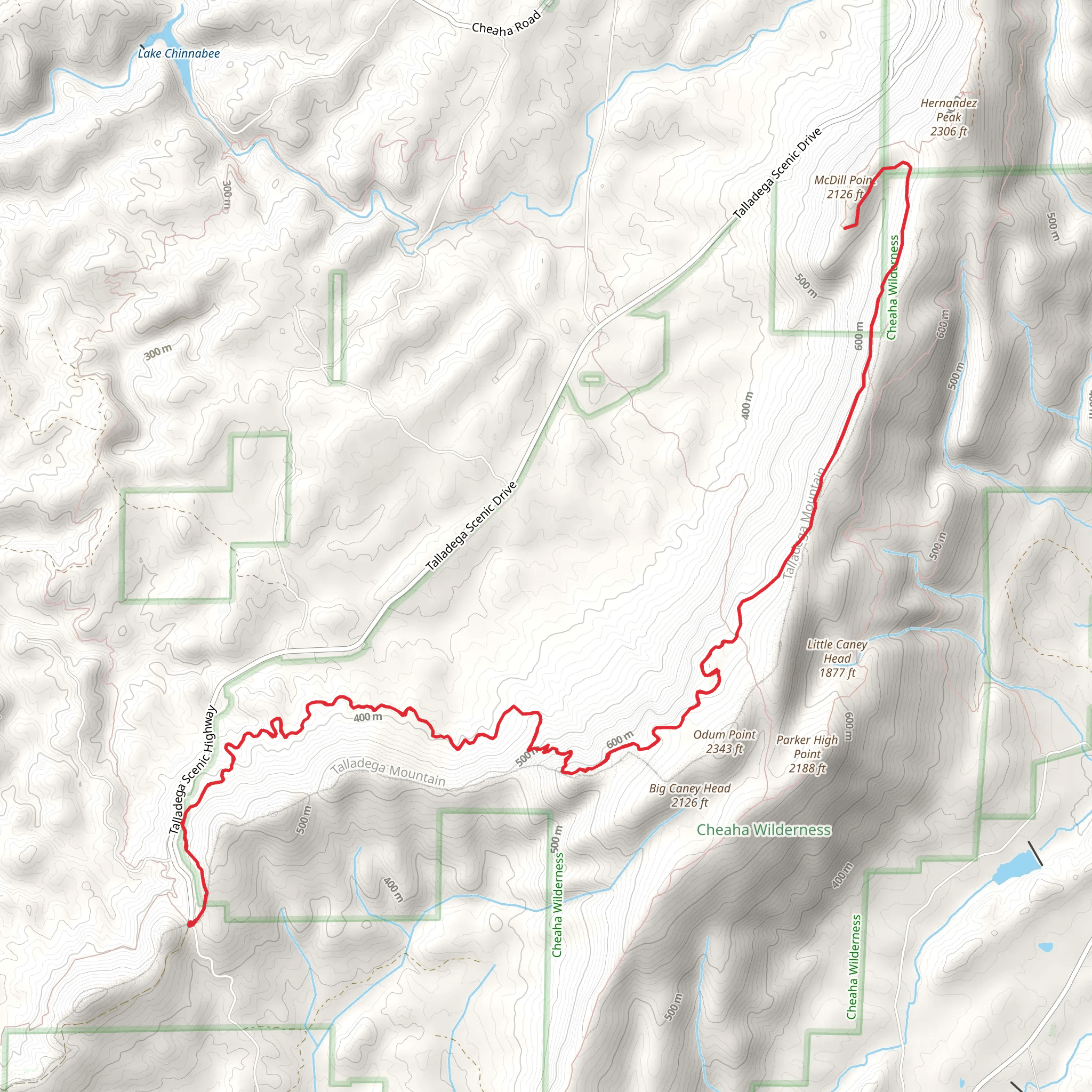 McDill Point via Pinhoti Trail mobile static map