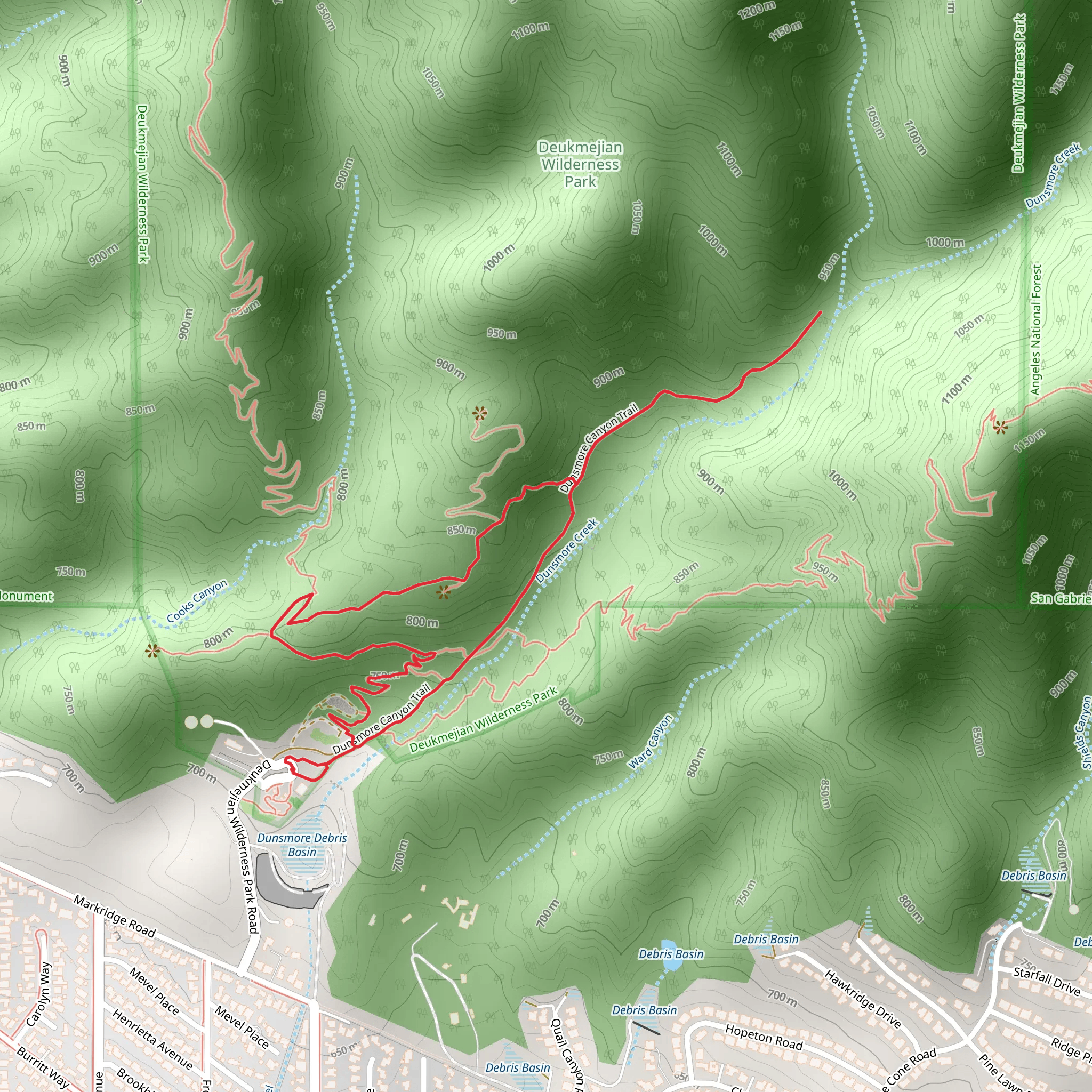 Dunsmore Canyon and Le Mesnager Loop Trail mobile static map