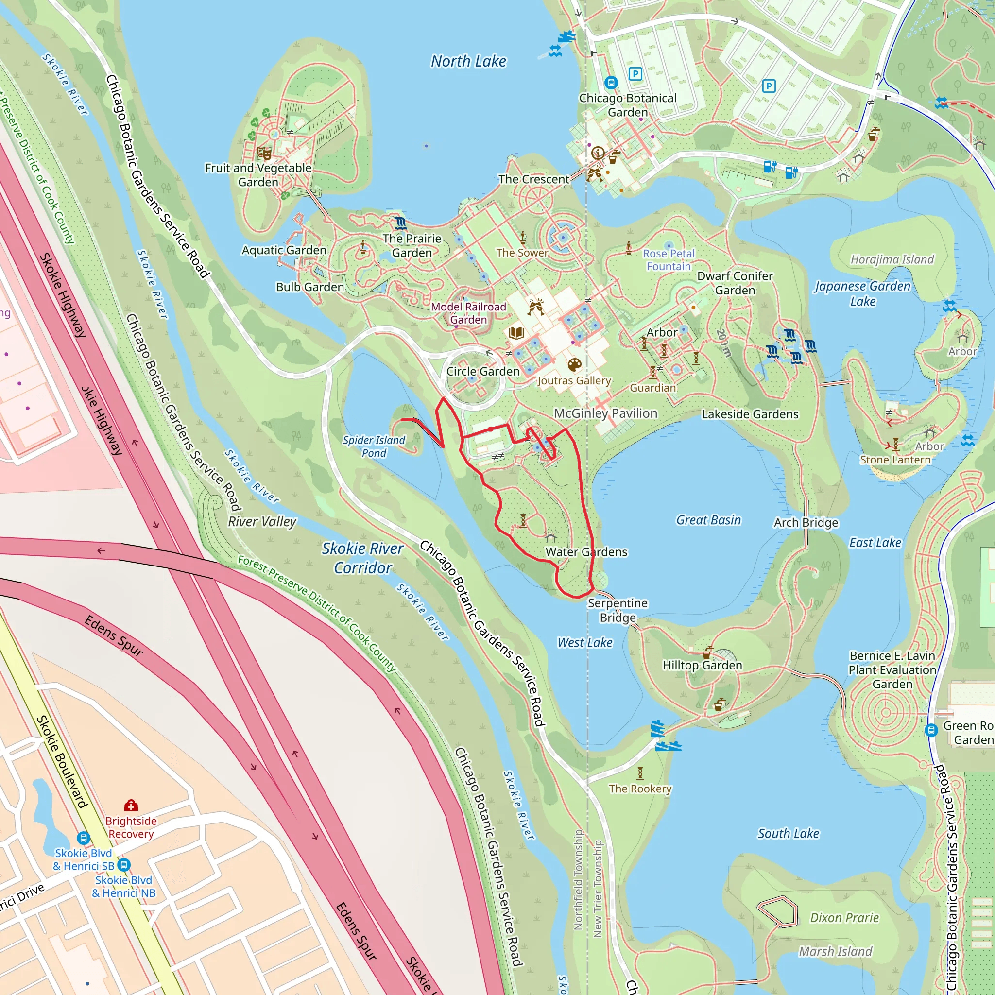 Sensory and Water Garden Loop mobile static map