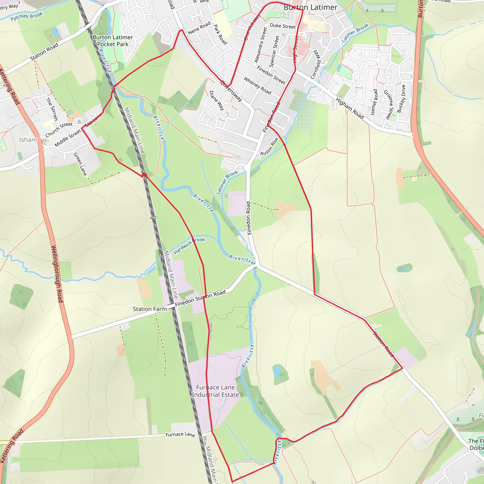Burton Latimer Circular Path mobile static map