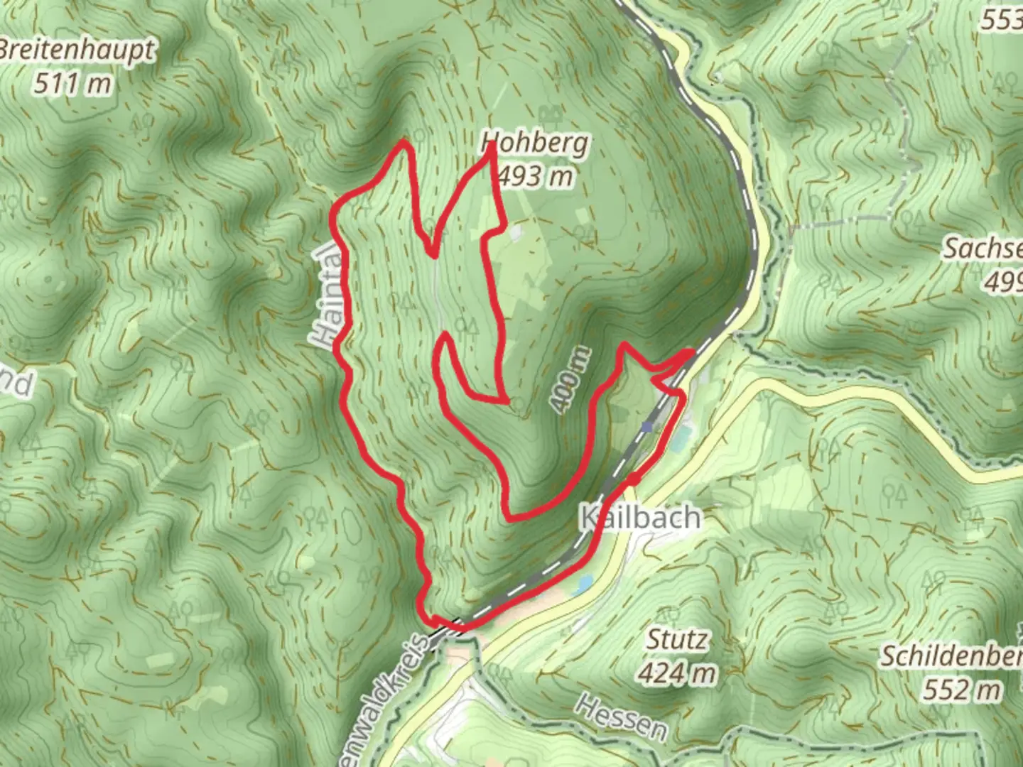 An image depicting the trail Hohberg Weg and its surrounding area.