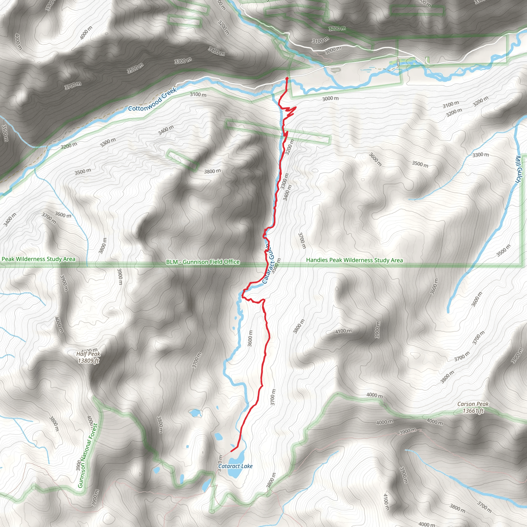 Cataract Lake via Cataract Gulch Trail mobile static map