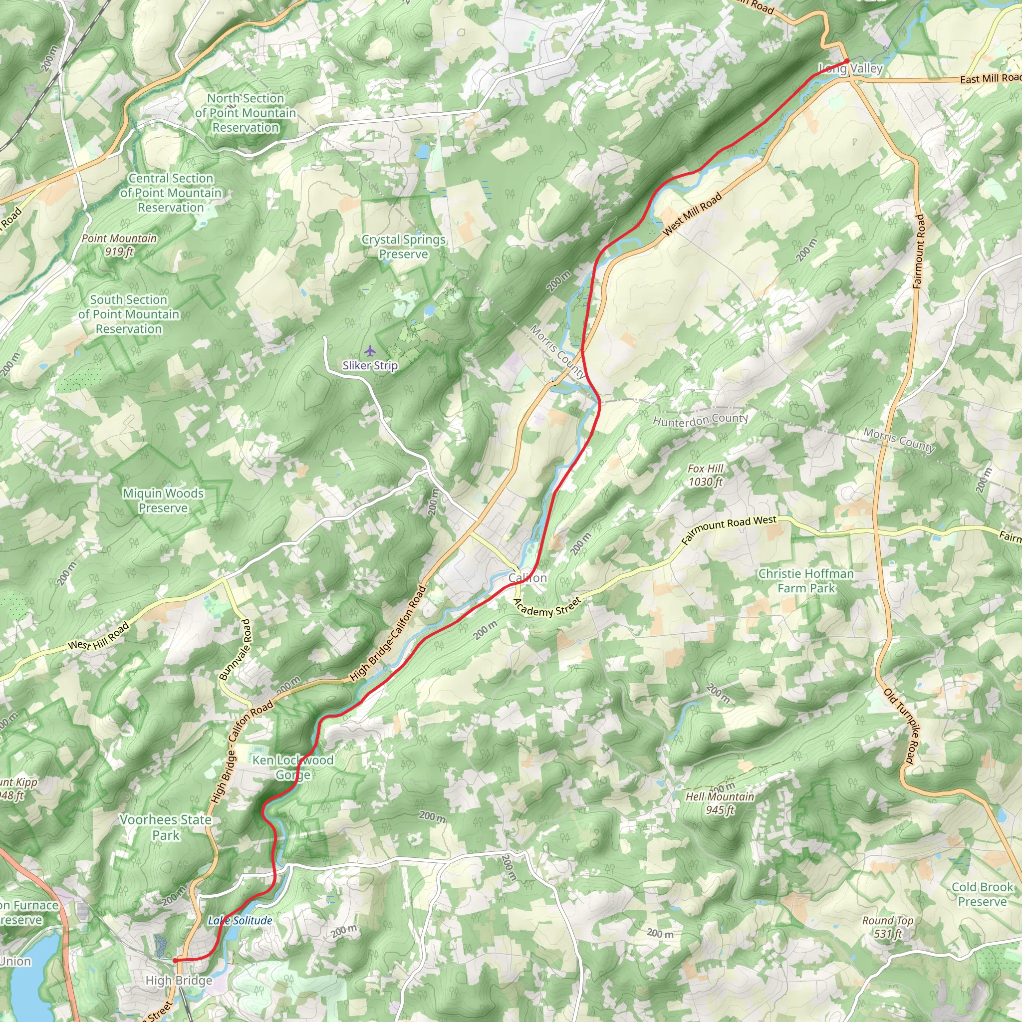 Columbia Trail - Long Valley mobile static map