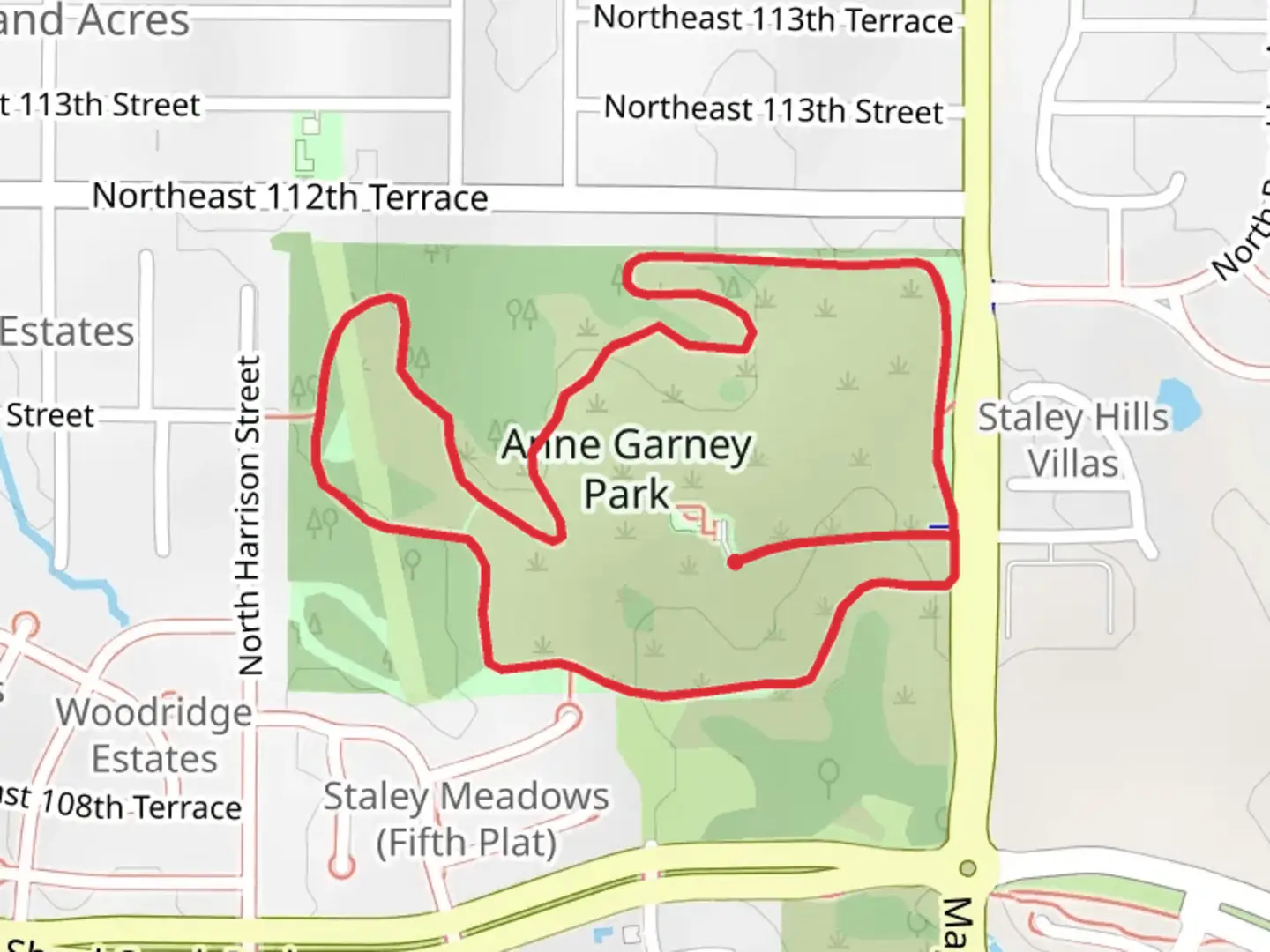 An image depicting the trail Anne Garney Park Loop Trail and its surrounding area.