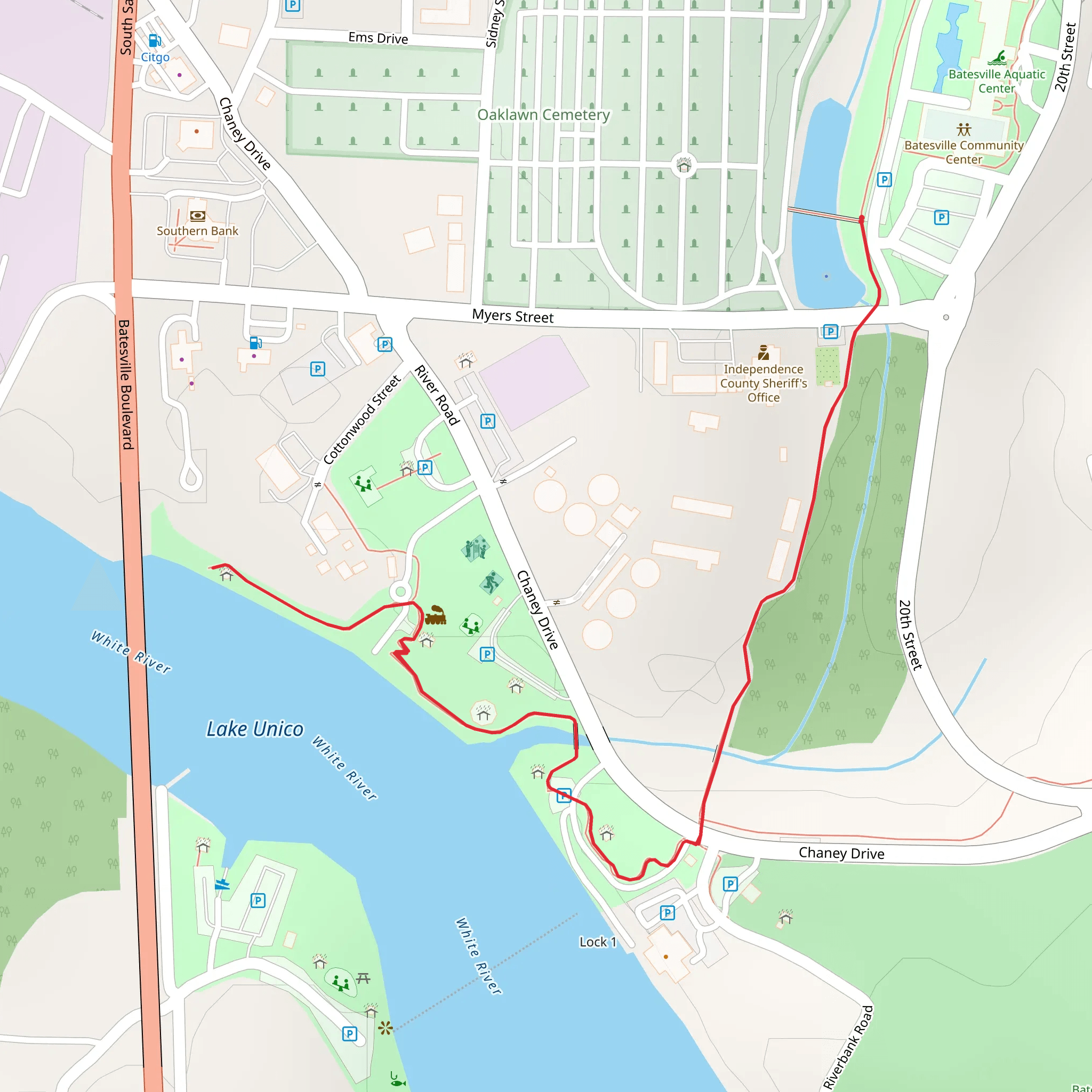 White River Walk from Stillhouse Branch mobile static map