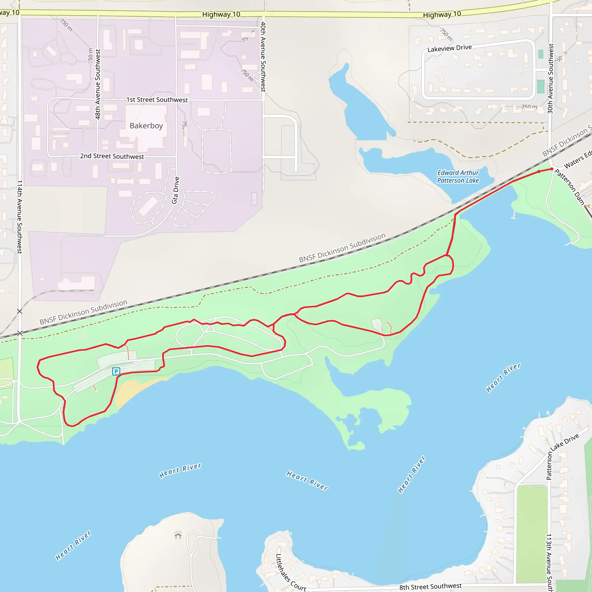Heart River and Patterson Lake Recreation Area Walk mobile static map