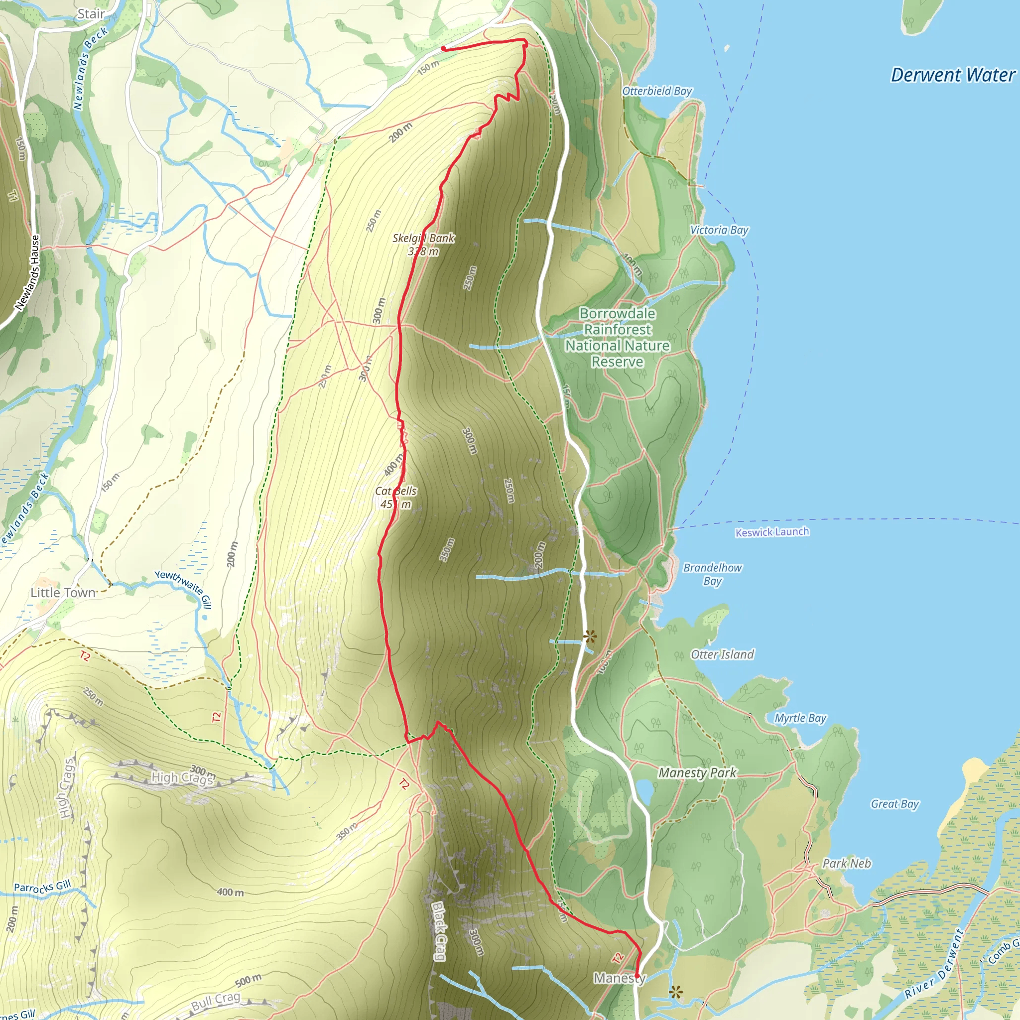 Skelgill Bank and Cat Bells Walk mobile static map