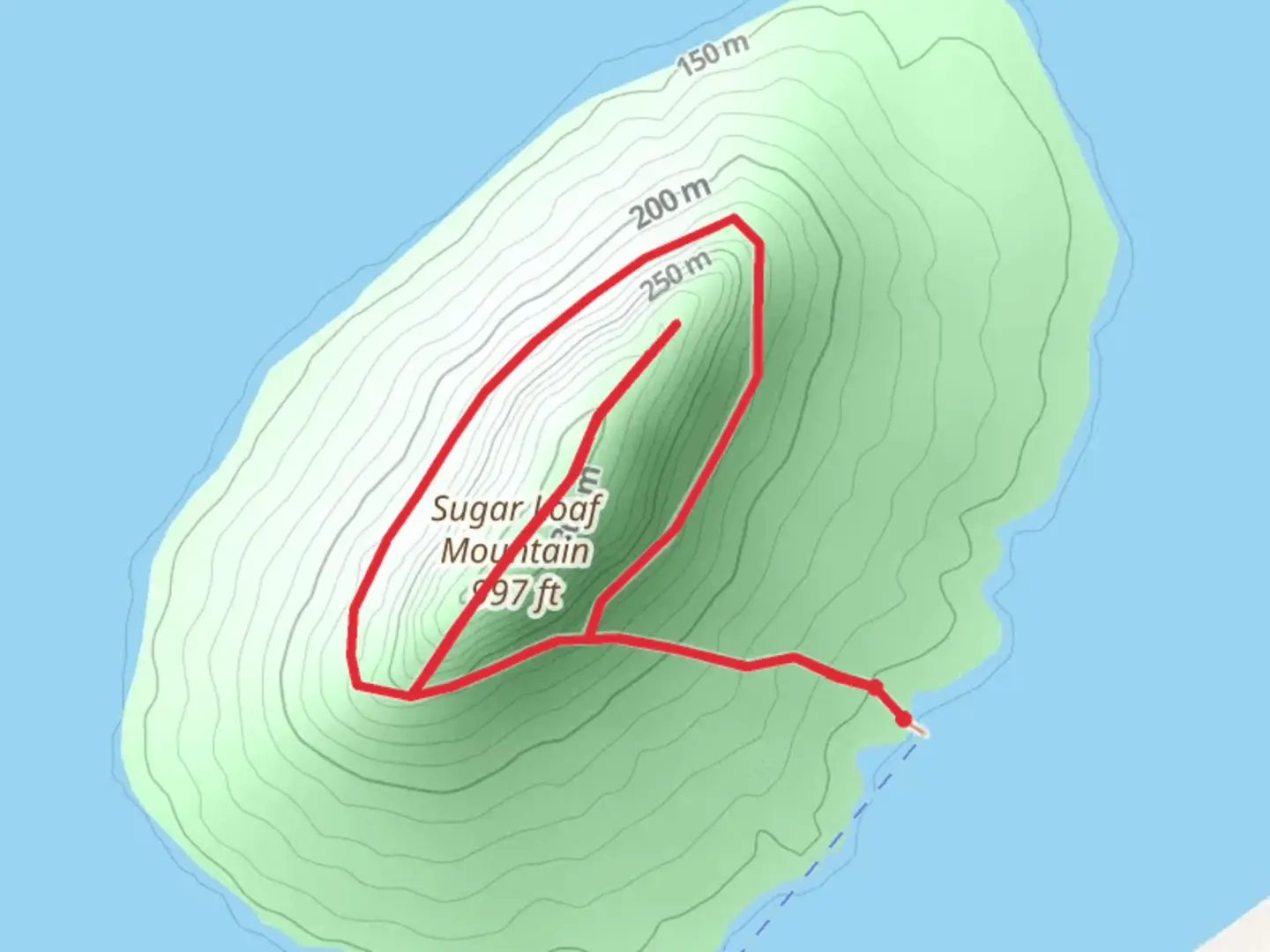 An image depicting the trail Sugar Loaf Mountain Trail and its surrounding area.