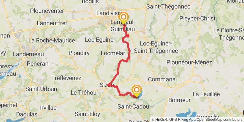 GR 380 - Tour des Monts d'Arrée stage 8 Map