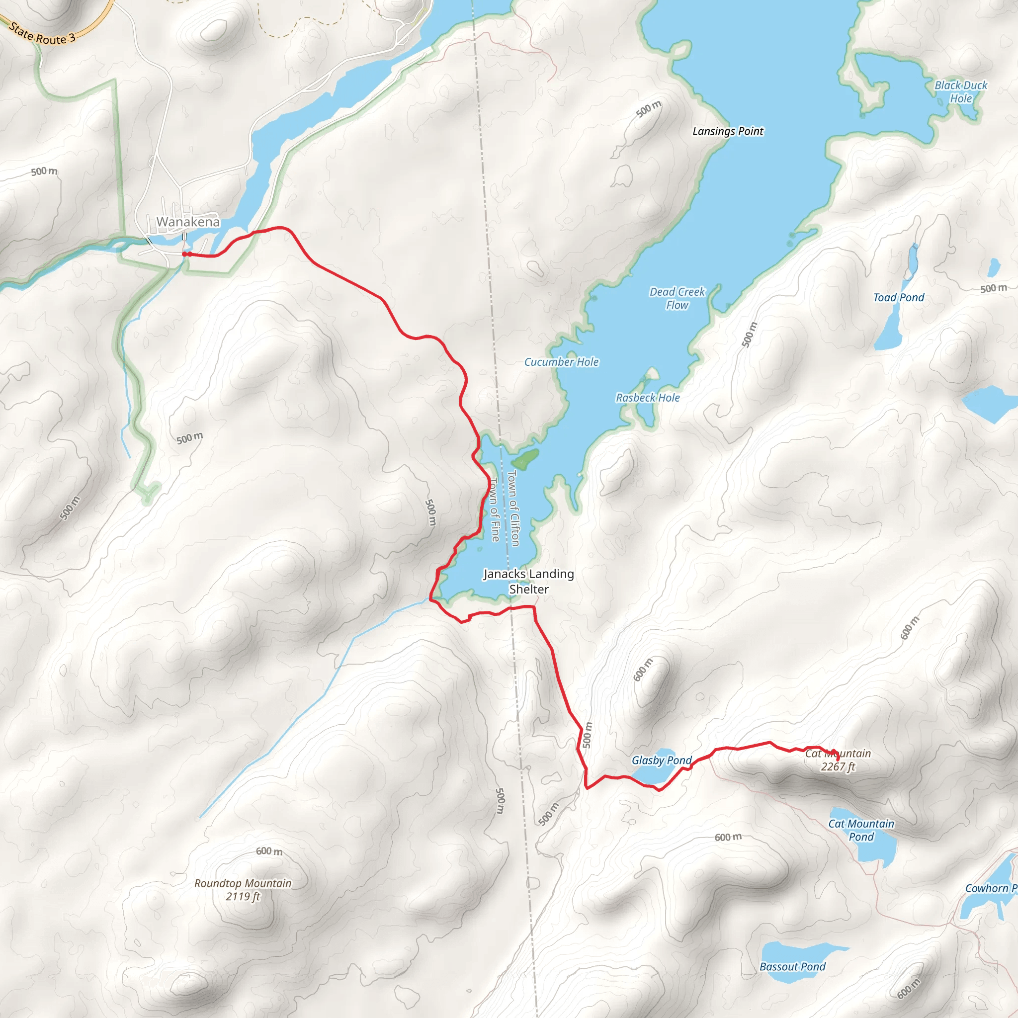 Cat Mountain via Glasby Pond mobile static map