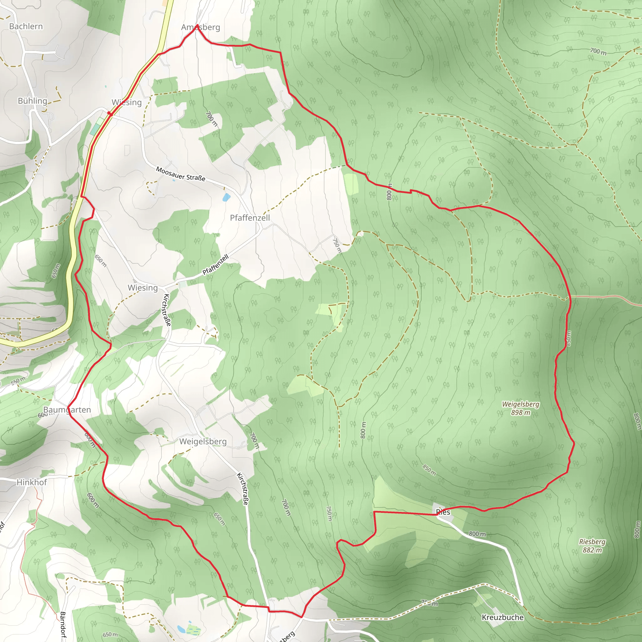 Zielwanderweg and Wiesing Loop mobile static map