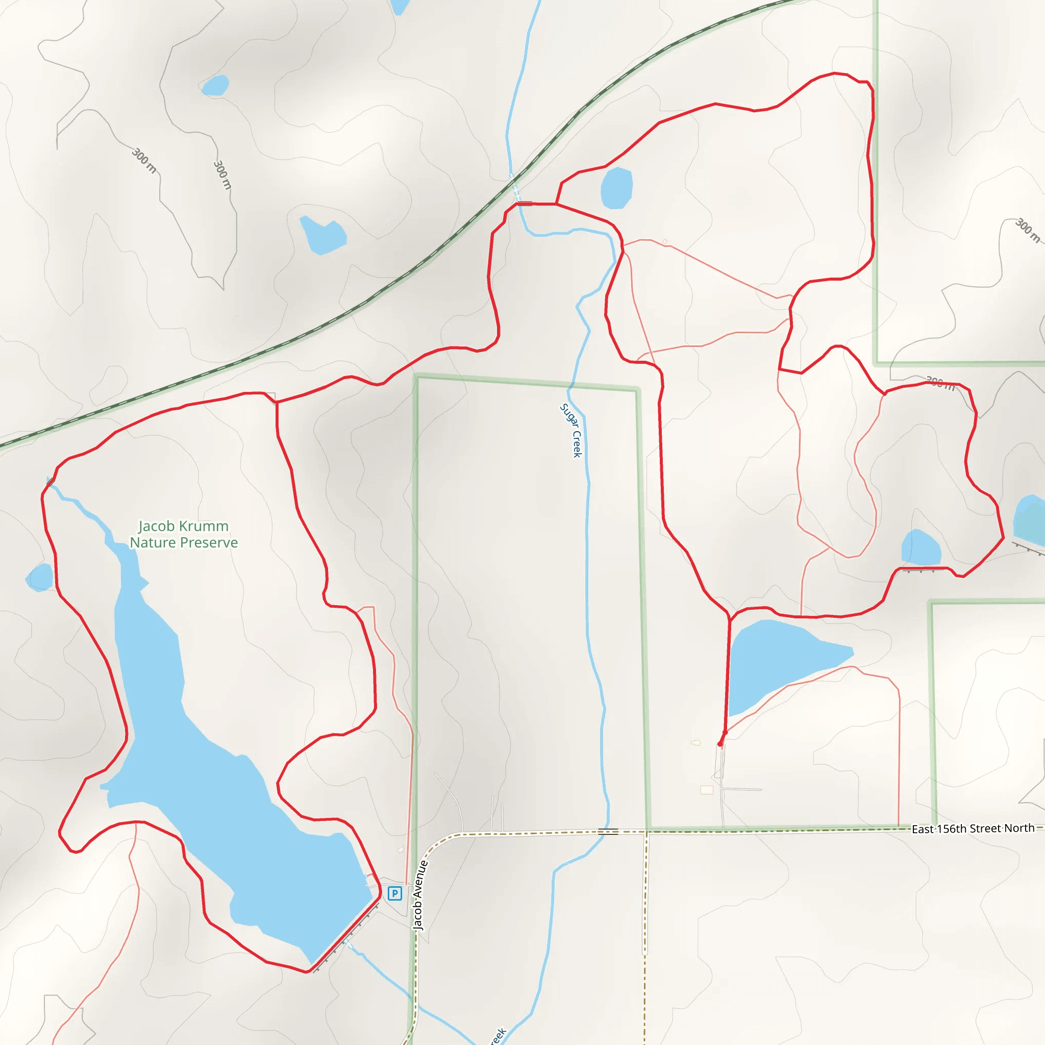 Sugar Creek Loop in Jacob Krumm Nature Preserve mobile static map