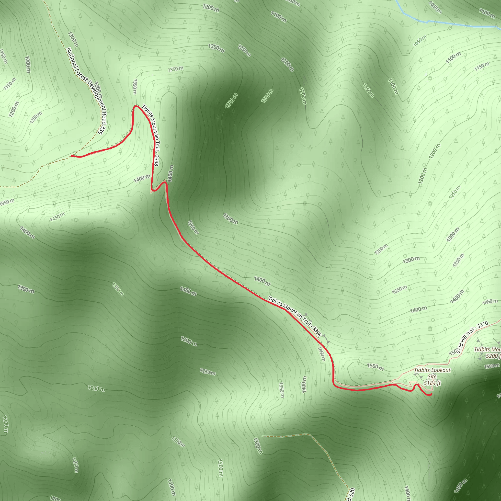 Tidbits Mountain Trail mobile static map