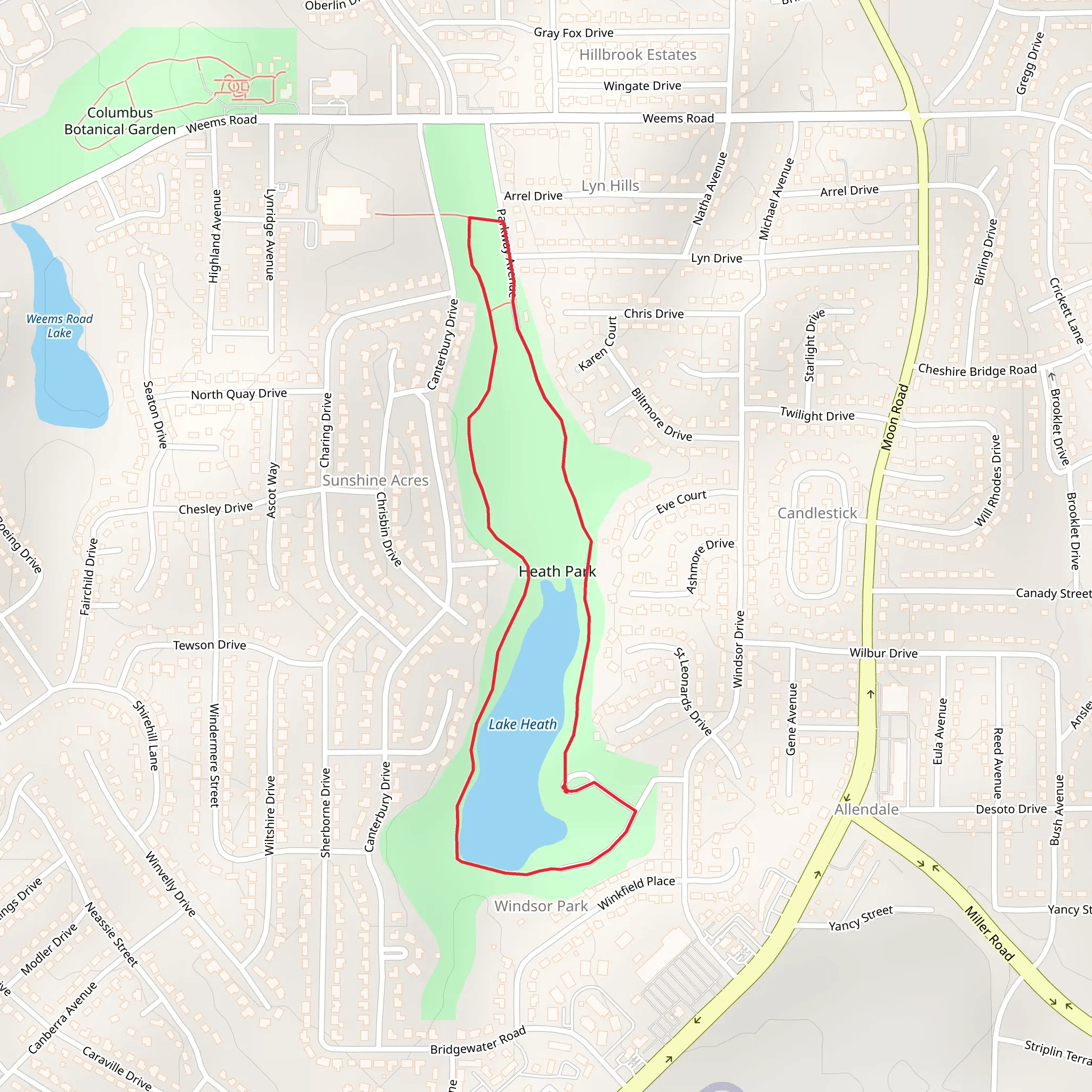 Lake Heath and Heath Park Loop mobile static map