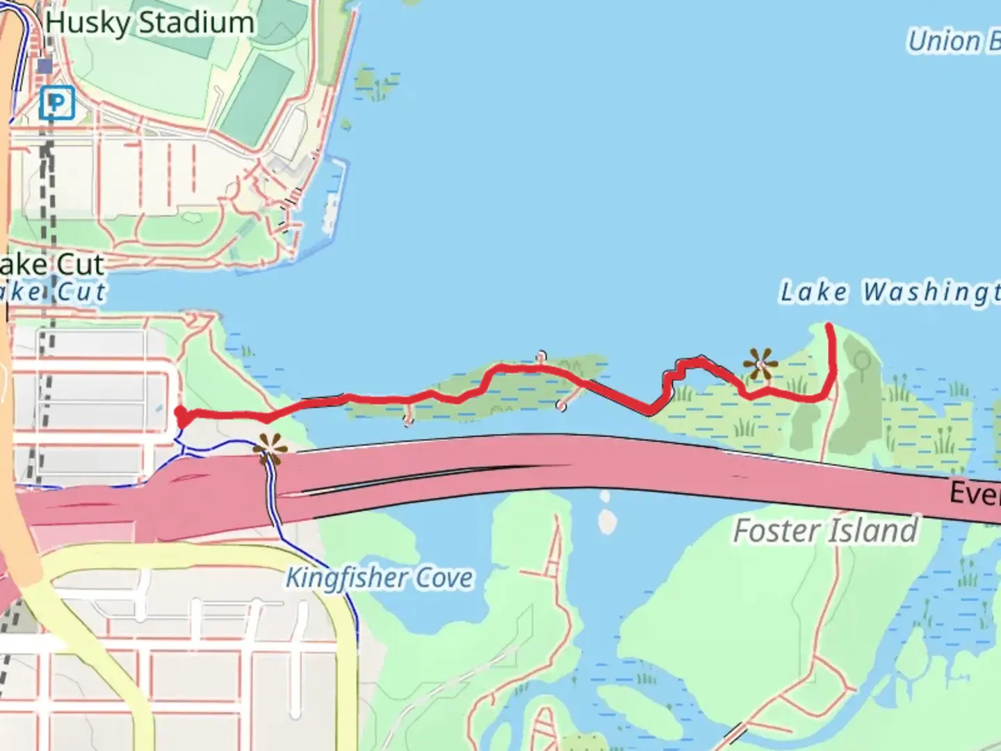 An image depicting the trail Arboretum Waterfront Trail and its surrounding area.