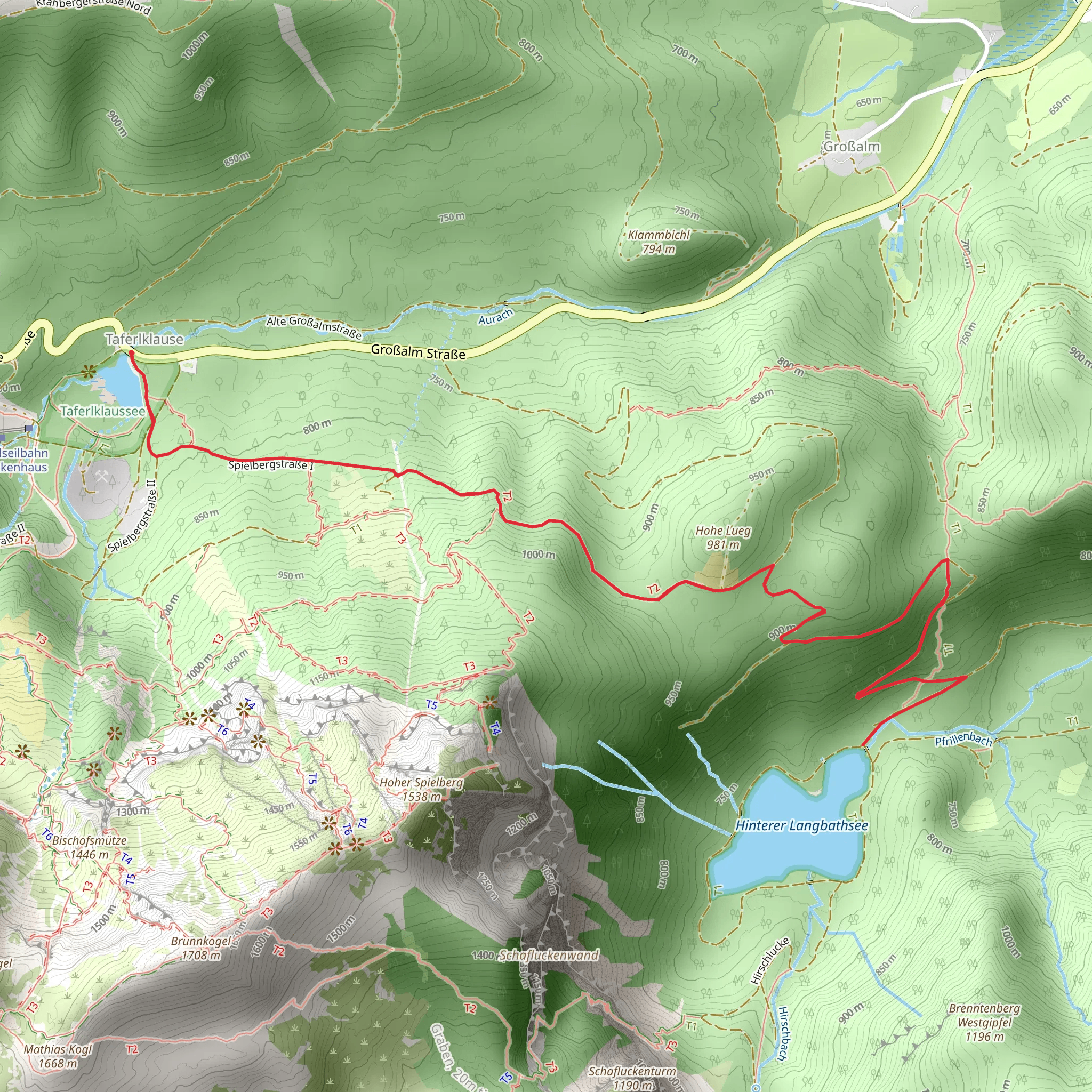Taferlklaussee – Hinterer Langbathsee mobile static map