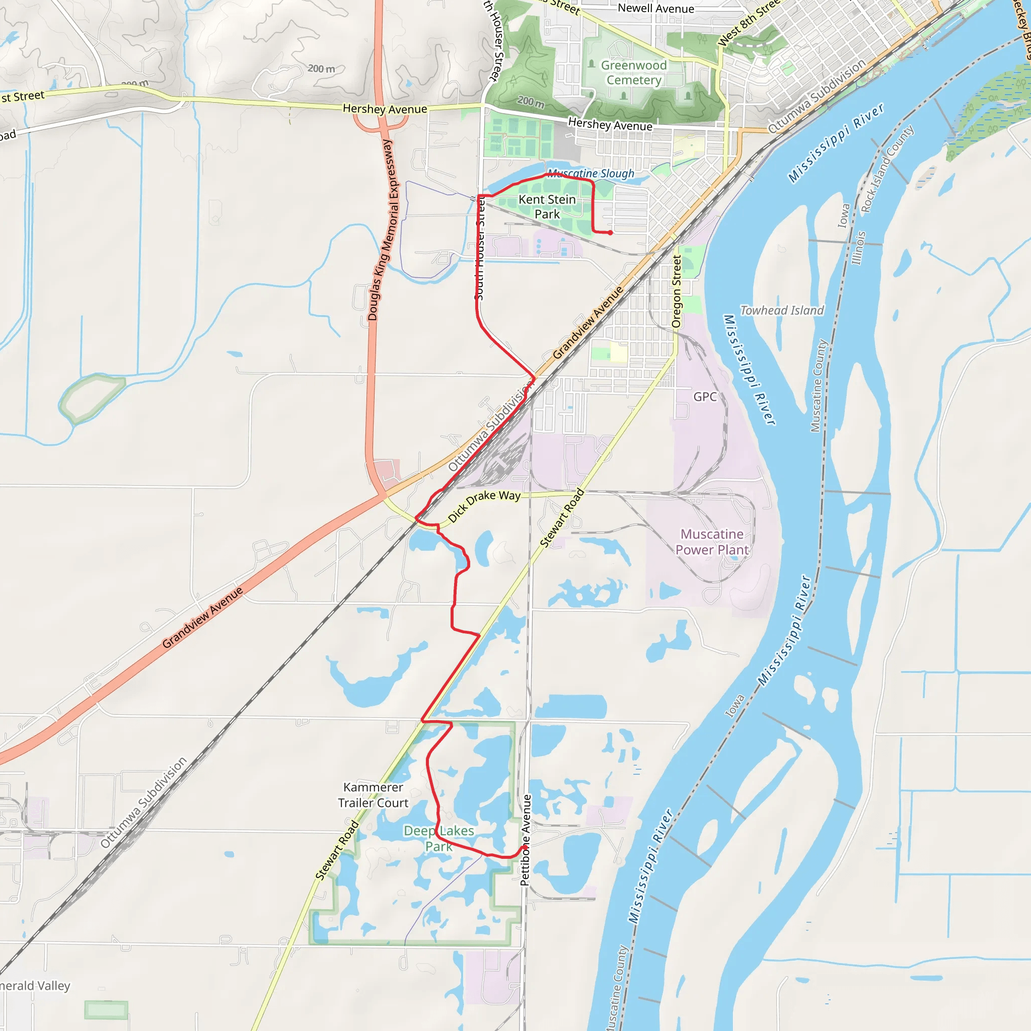 Kent Stein to Deep Lakes Park Trail mobile static map