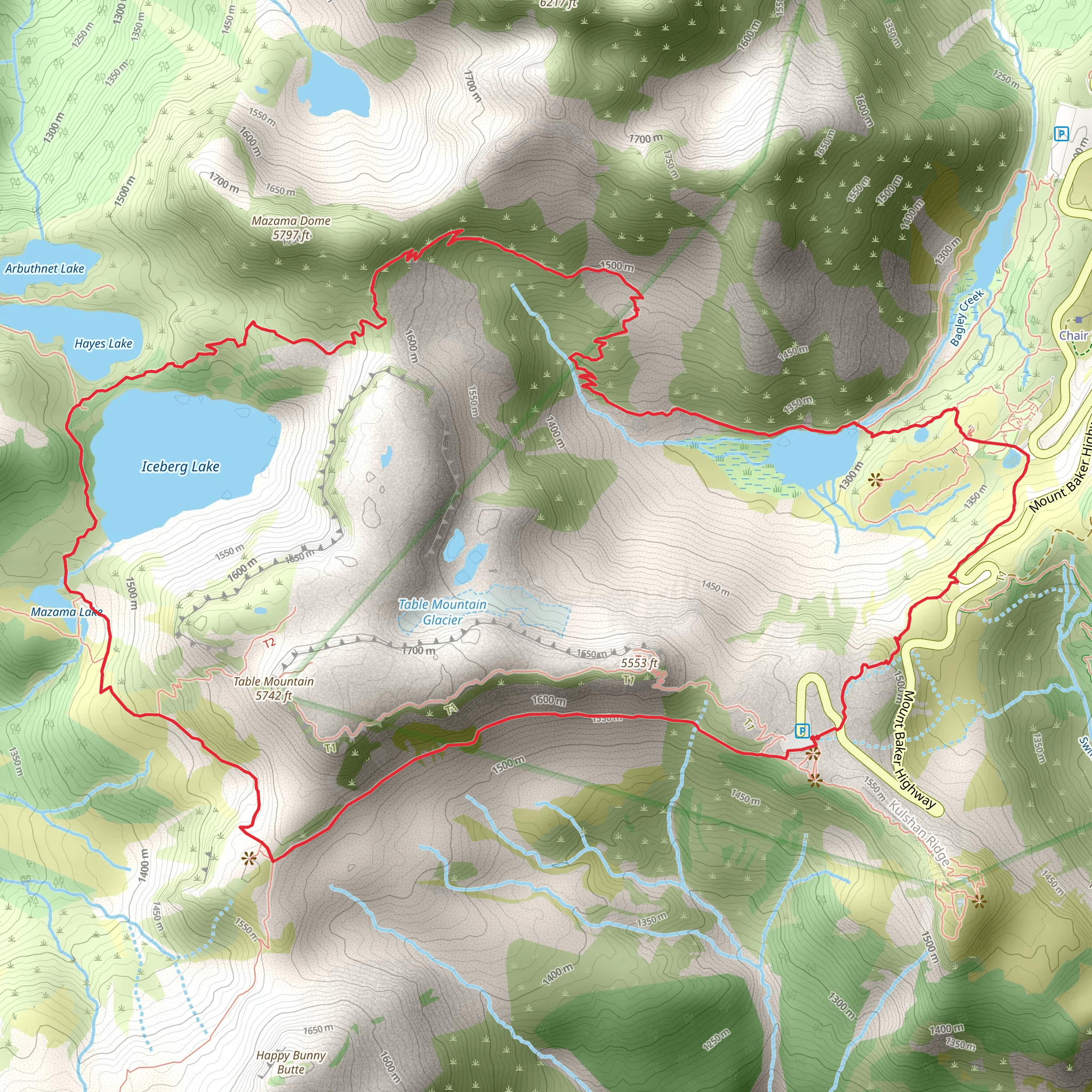 Chain Lakes Trail and Wild Goose Trail mobile static map