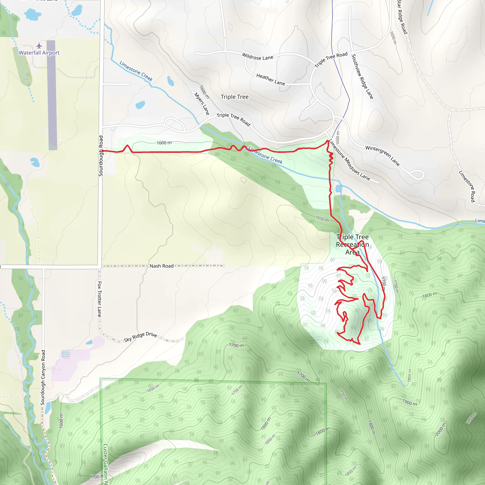 Triple Tree Recreation Area Loop mobile static map