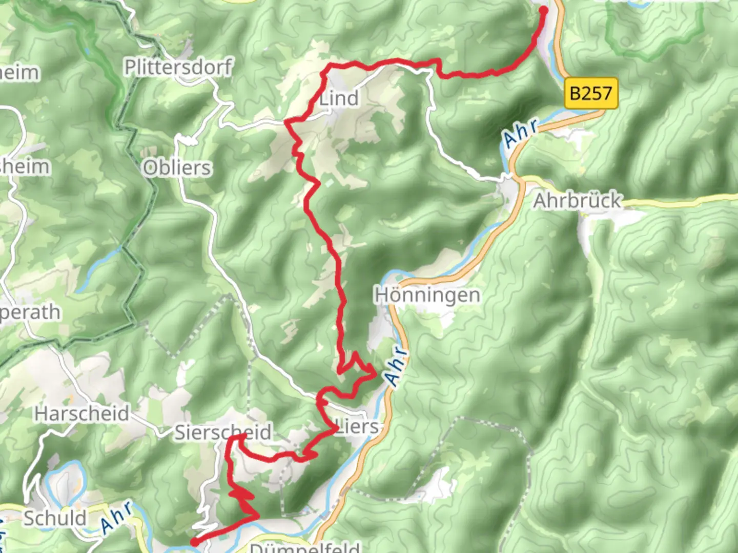 An image depicting the trail Insul to Kreuzberg Walk and its surrounding area.