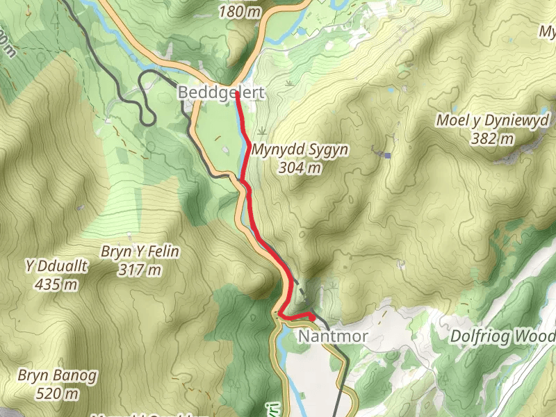 Aberglaslyn Pass Beddgelert Walk mobile static map