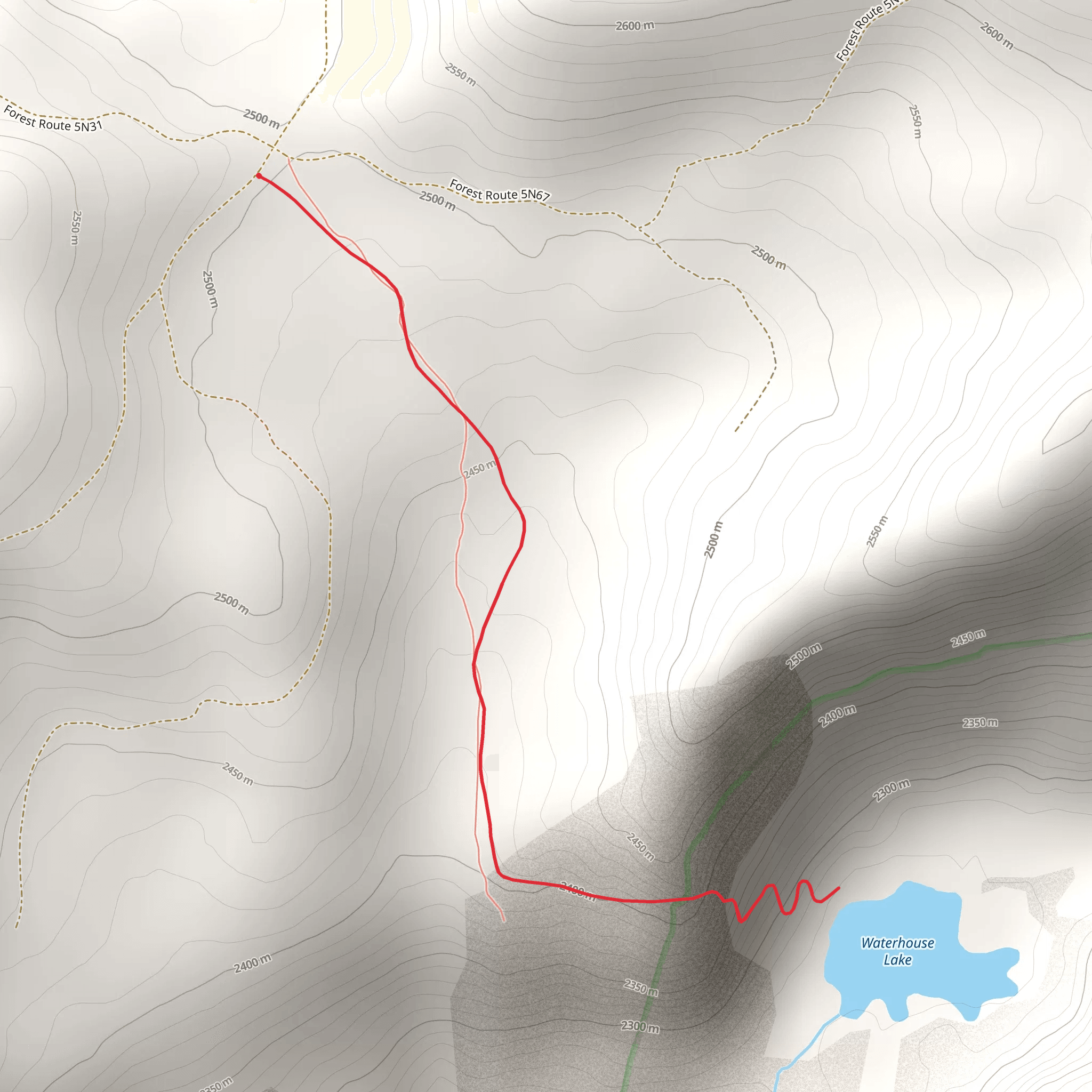 Waterhouse Lake Trail mobile static map
