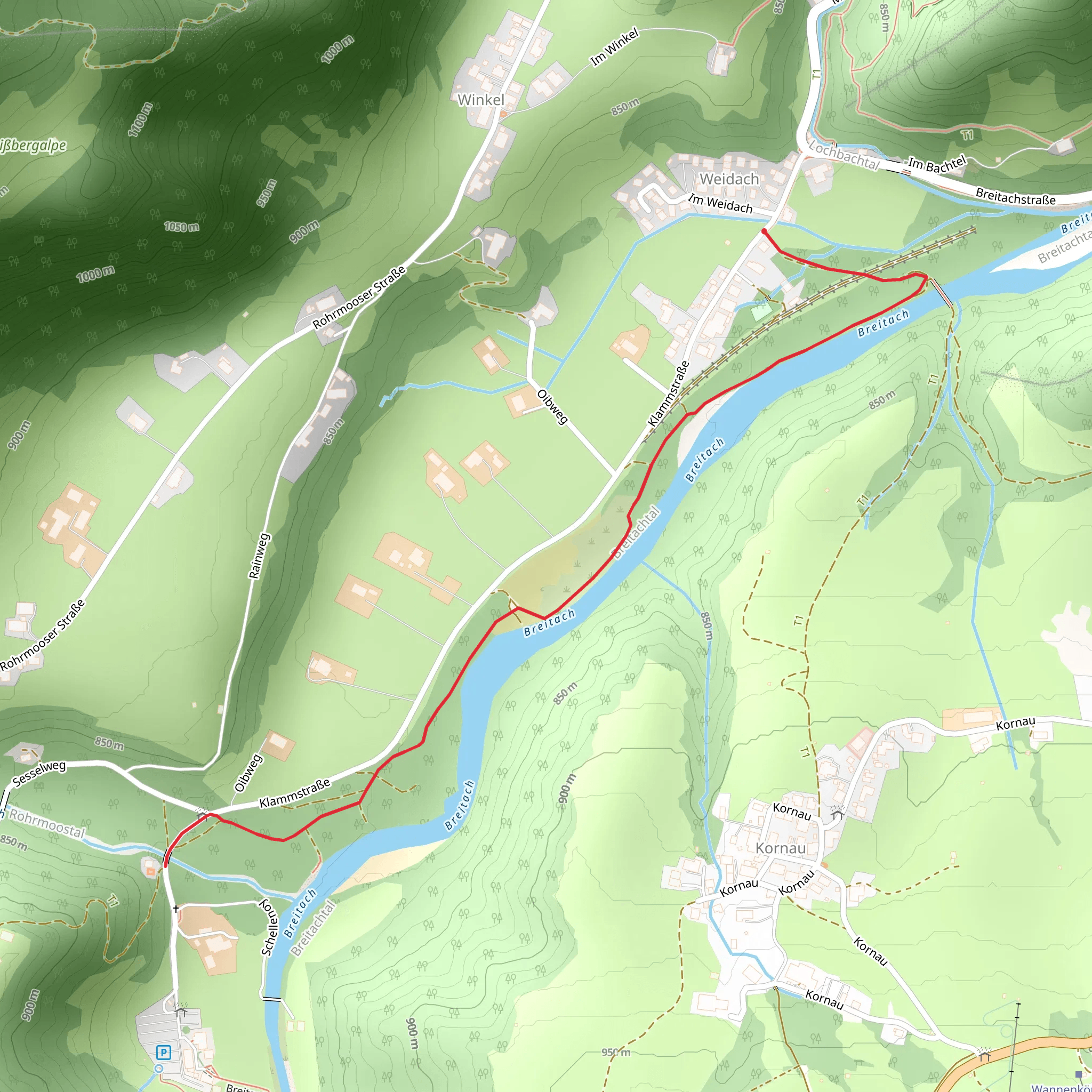 Breitachklammkapelle and River Breitach Walk mobile static map
