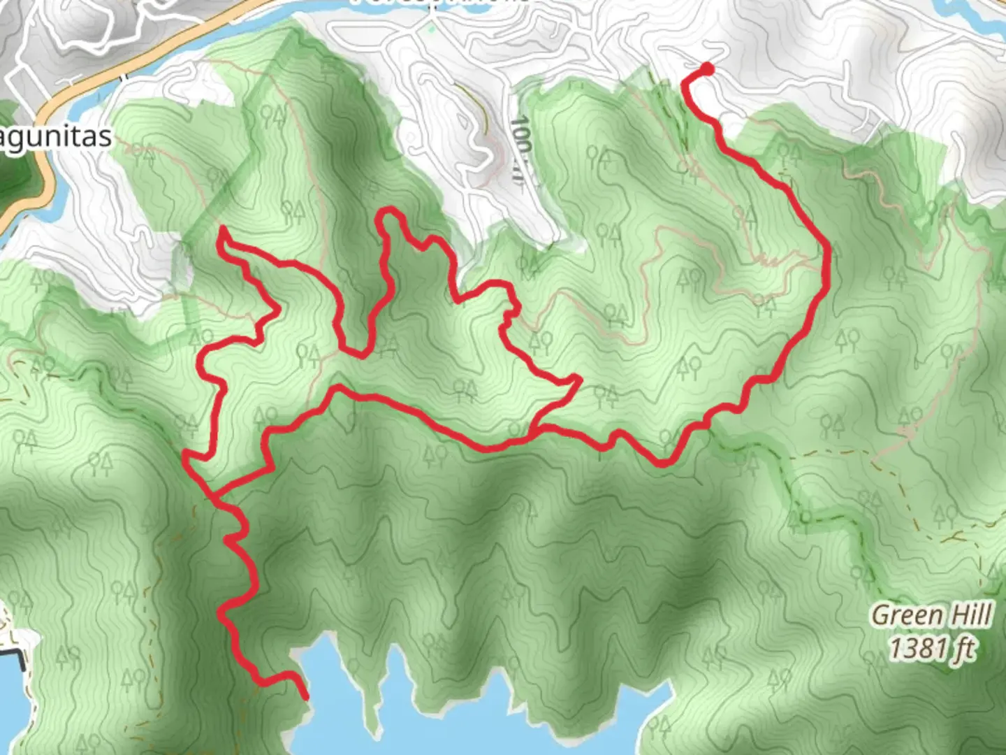 An image depicting the trail Caterpillar Trail and Bay Area Ridge Trail Loop and its surrounding area.