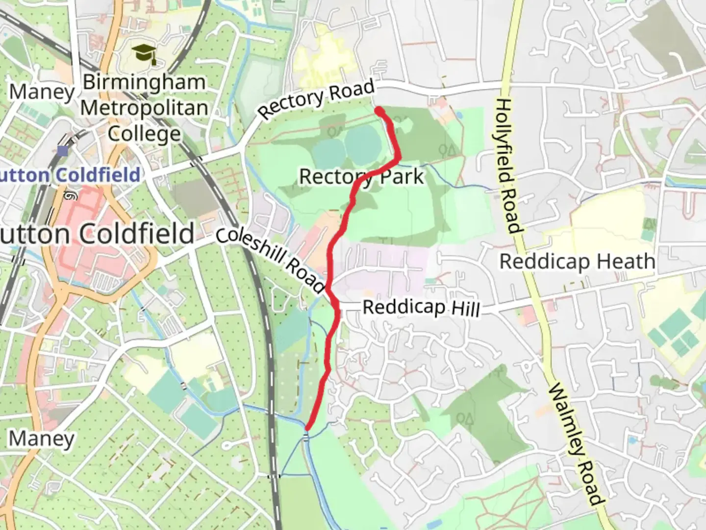An image depicting the trail Rectory Park Walk and its surrounding area.