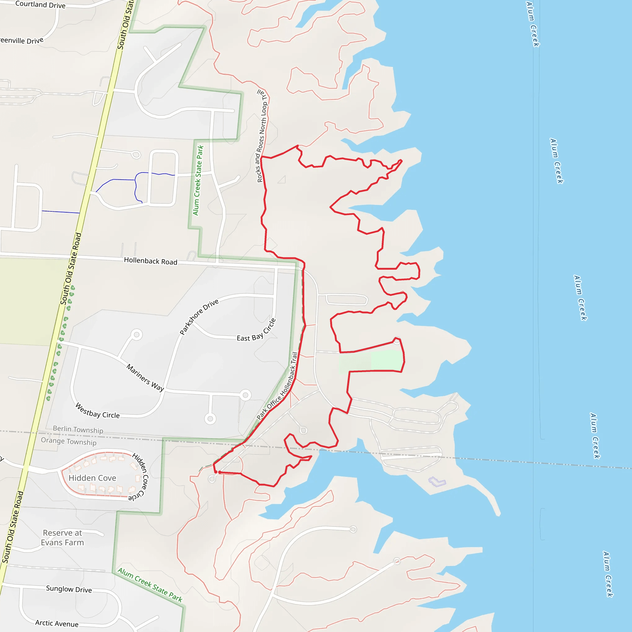 Park Office Hollenback Trail and Rocks and Roots North Loop Trail mobile static map