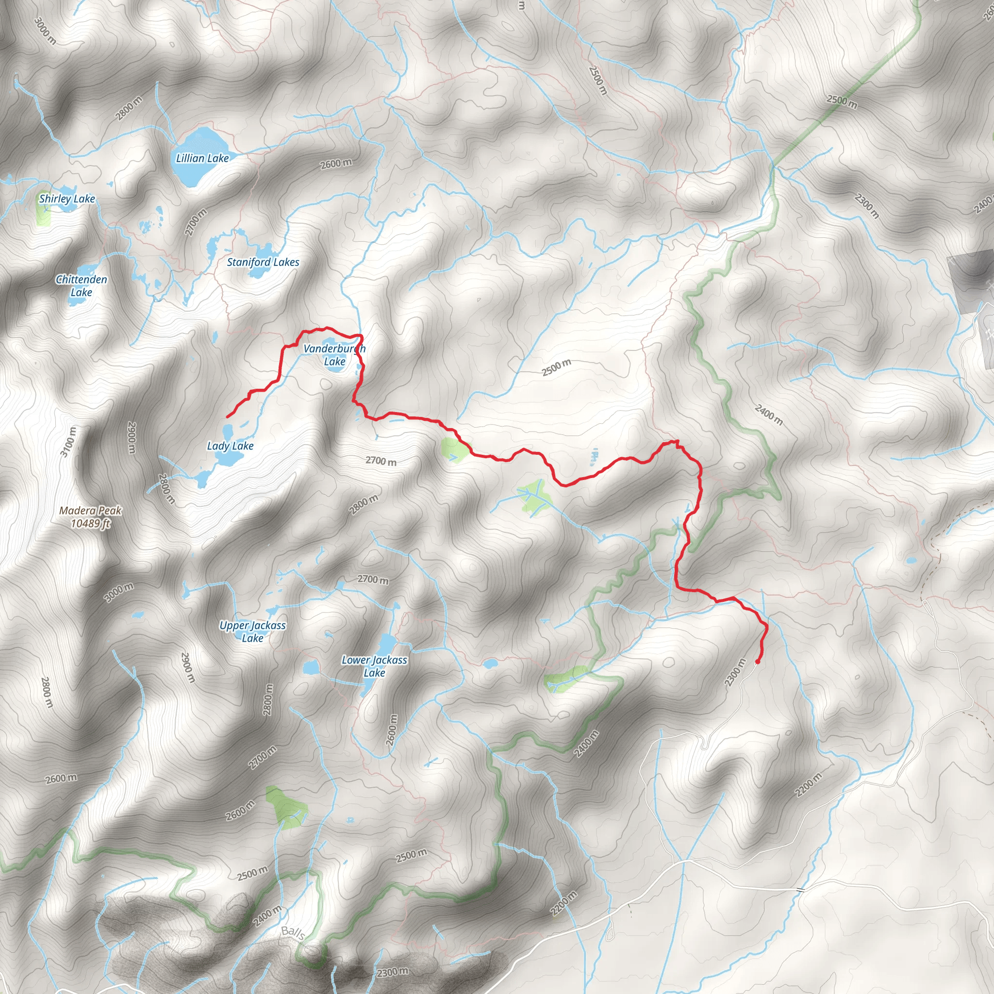 Lady Lake and Vanderburgh Lake via Lillian Lake and Theodore Solomons Trail mobile static map