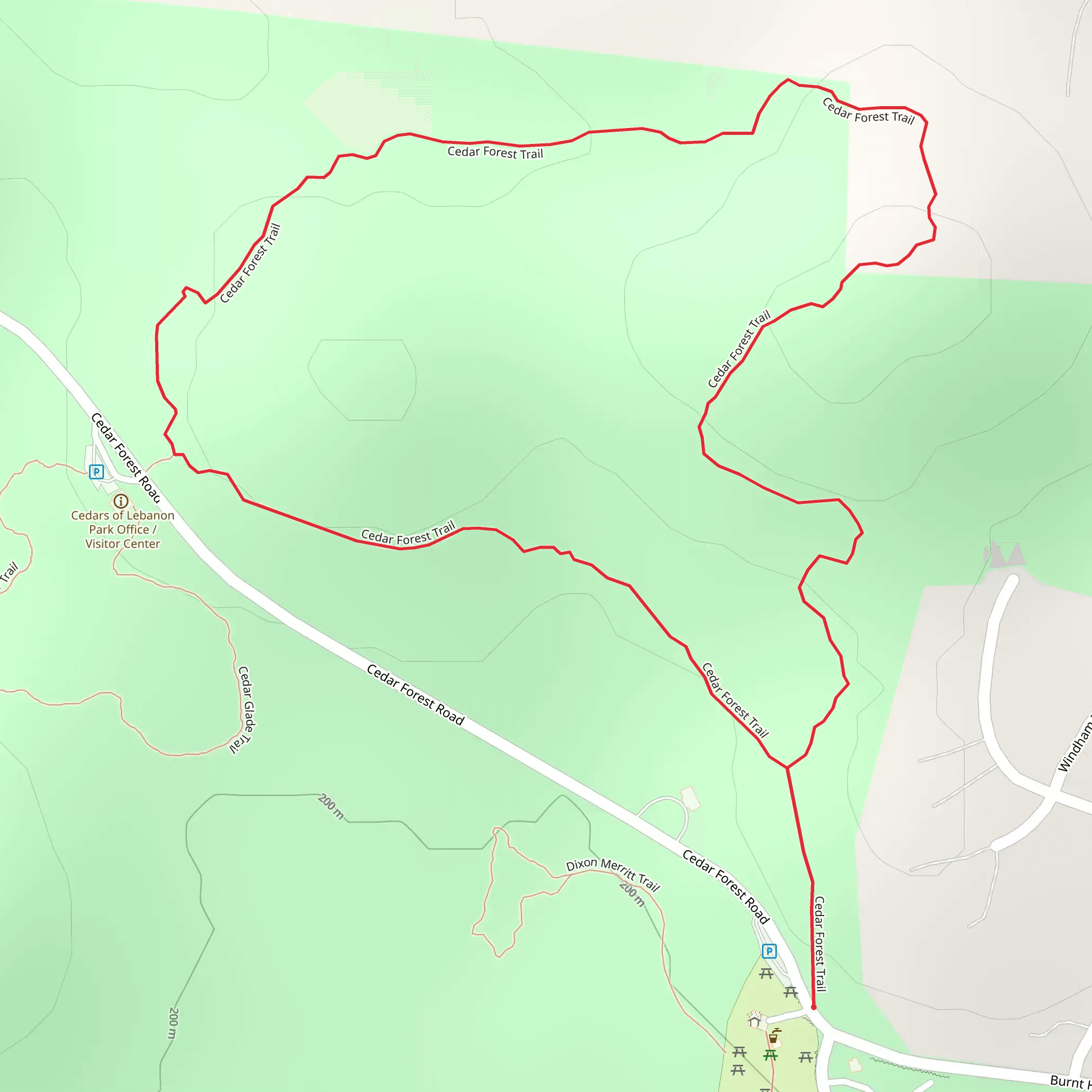 Cedar Forest Loop Trail mobile static map
