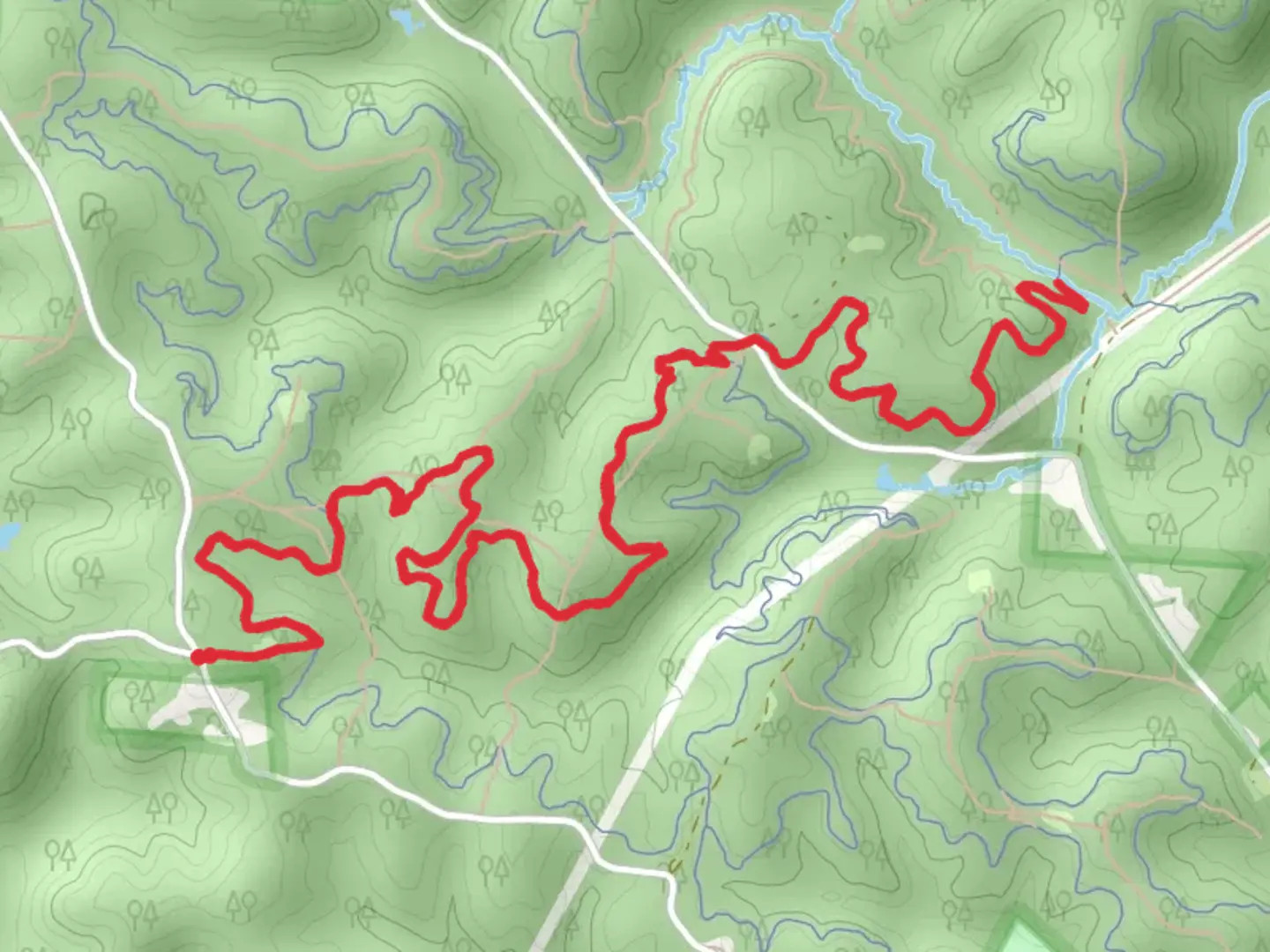 An image depicting the trail Wild Turkey Trail via Tipple Top Trail and its surrounding area.
