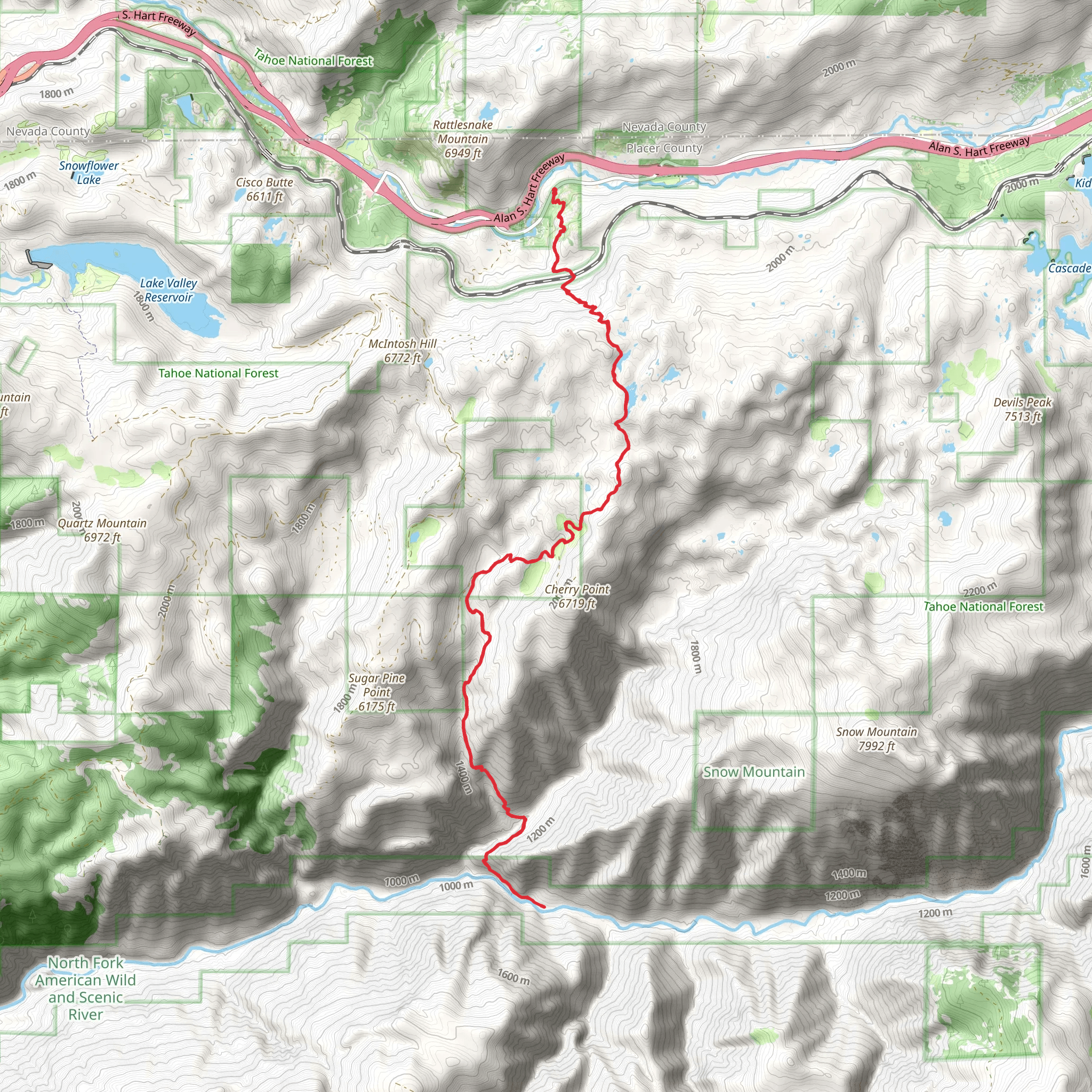 Big Granite and Cherry Point and Loch Leven Trail mobile static map